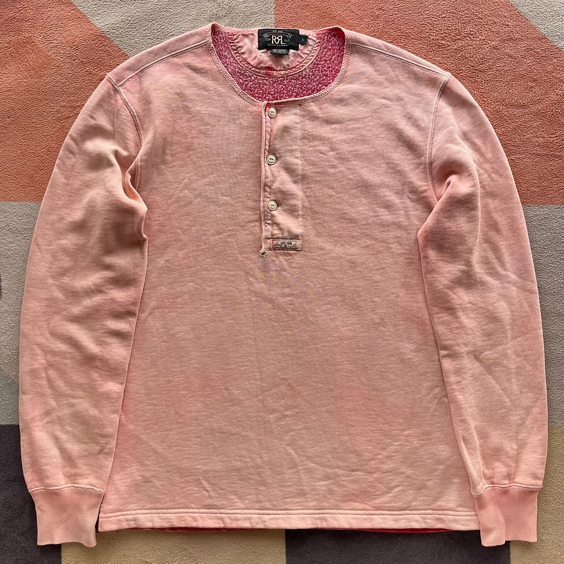 RRL Ralph Lauren RRL Pink Henley Sweater Size US S / EU 44-46 / 1 - 1 Thumbnail
