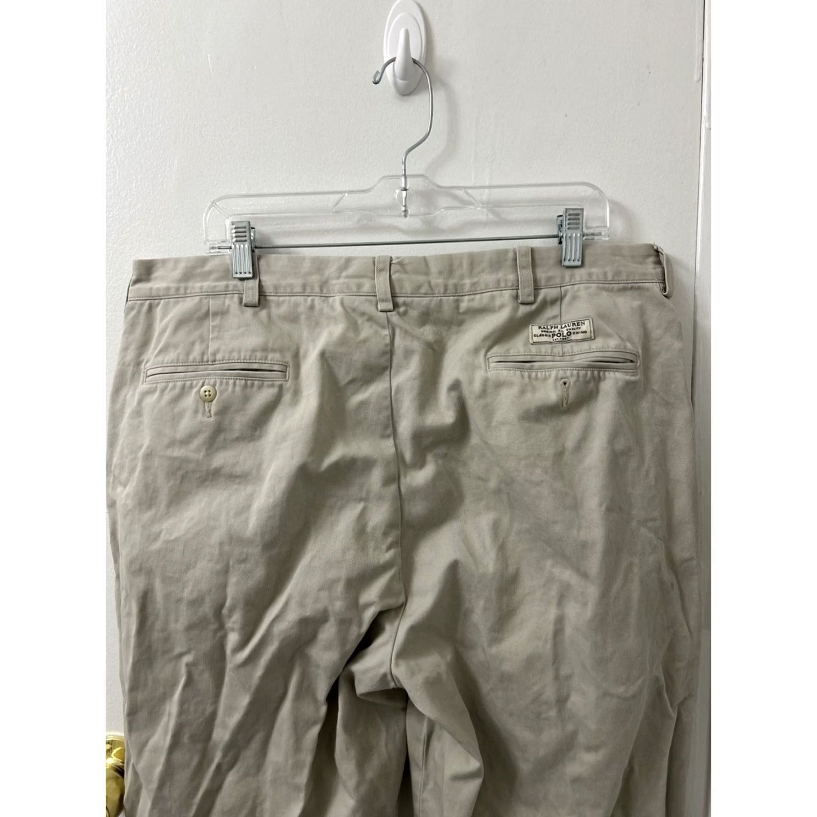 Polo Ralph Lauren VINTAGE Polo Ralph Lauren Andrew Pants Mens 38x30 Beige Khaki Classic Chino YKK Size US M / EU 48-50 / 2 - 5 Thumbnail