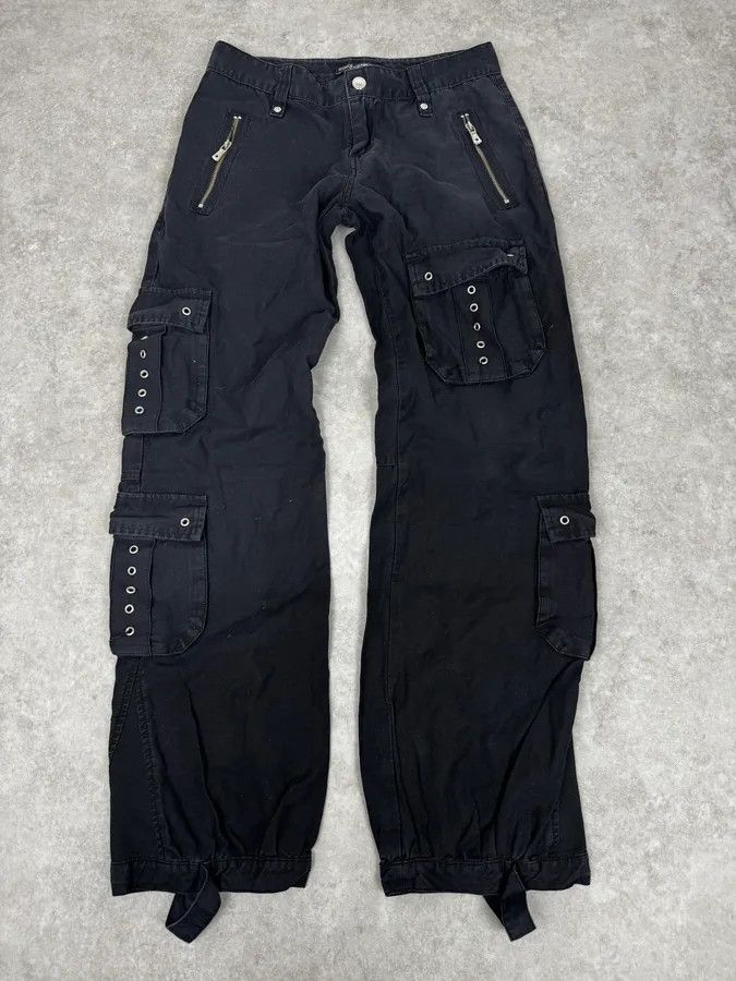 Dolce & Gabbana AW2003 Dolce & Gabbana Eyelet Black Cargo Pants Size US 39 - 1 Thumbnail