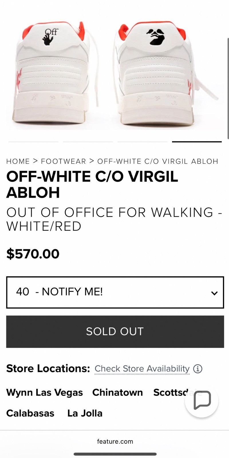Off-White OFF-WHITE VIRGIL ABLOH OUT OF OFFICE FOR WALKING WHITE/RED Size US 8.5 / EU 41-42 - 4 Thumbnail