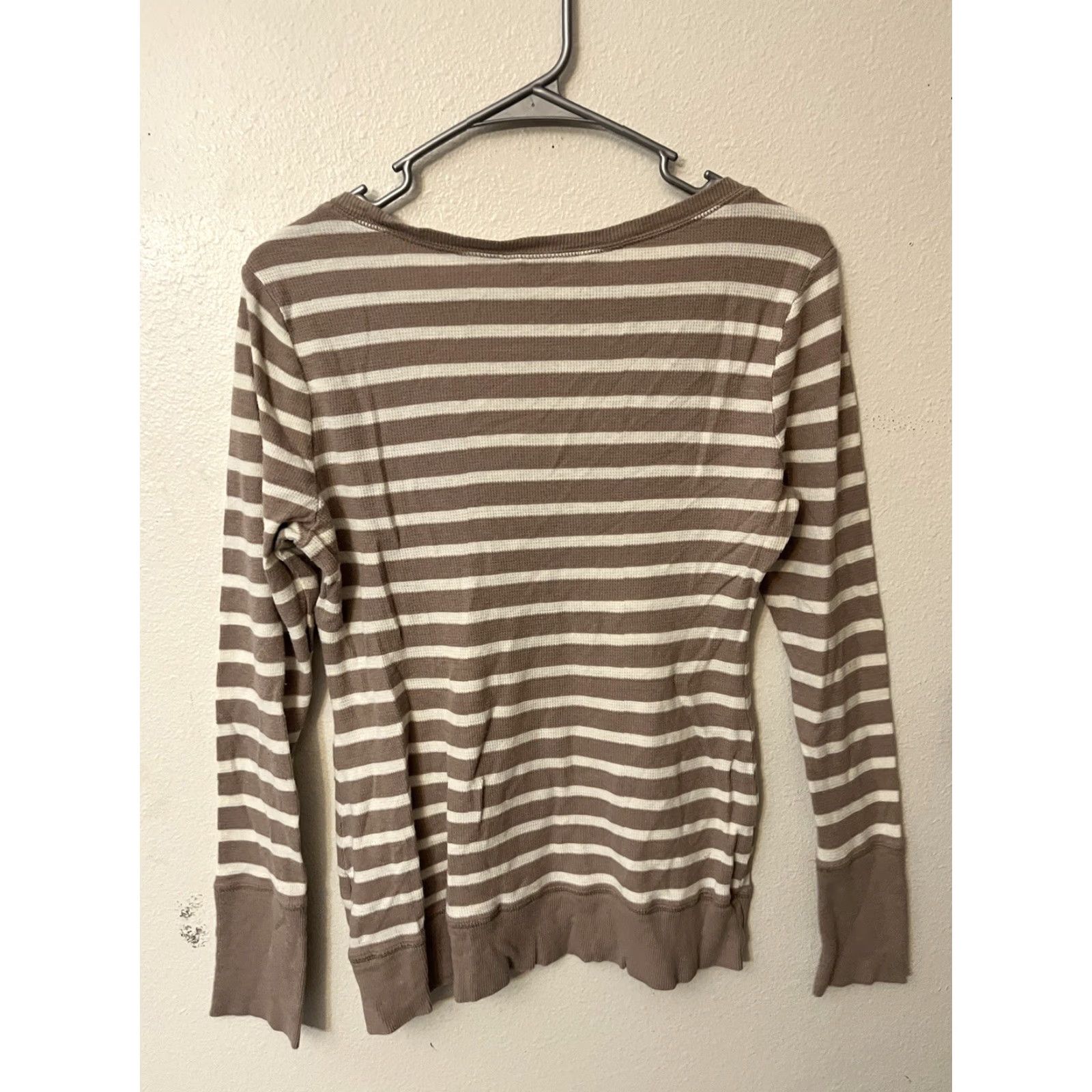Old Navy Old Navy Scoop Neck Long Sleeve Striped Tan Sweater Size Large Size L / US 10 / IT 46 - 3 Thumbnail