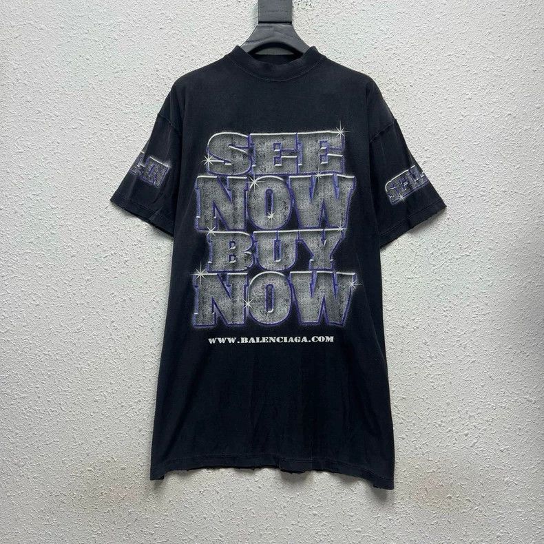 Balenciaga Balenciaga See Now Buy Now Black Washed Short Sleeve Size US S / EU 44-46 / 1 - 1 Thumbnail