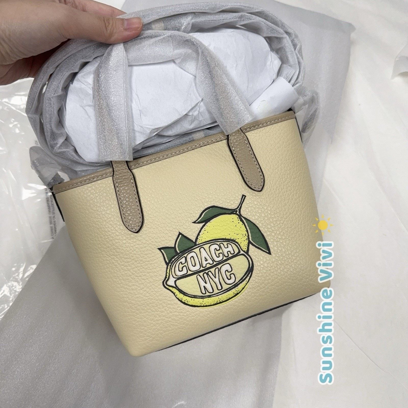 Coach NWT Limited Coach City Mini Tote Bag Leather CAK22 LEMON Size ONE SIZE - 2 Thumbnail