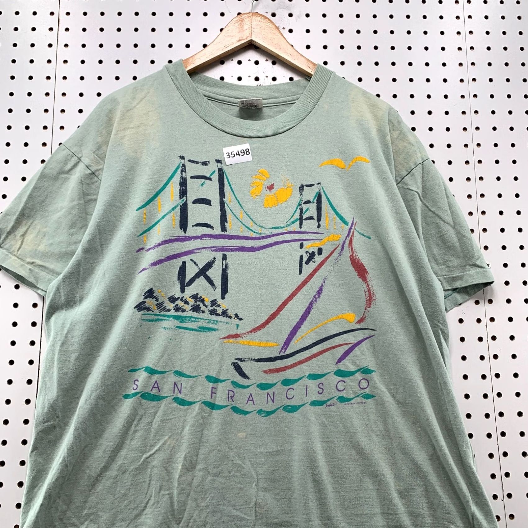 Anvil VINTAGE San Francisco Shirt Mens XL 90s Green Golden State Bridge Single Stitch 23x28 Nike Size US XL / EU 56 / 4 - 5 Thumbnail