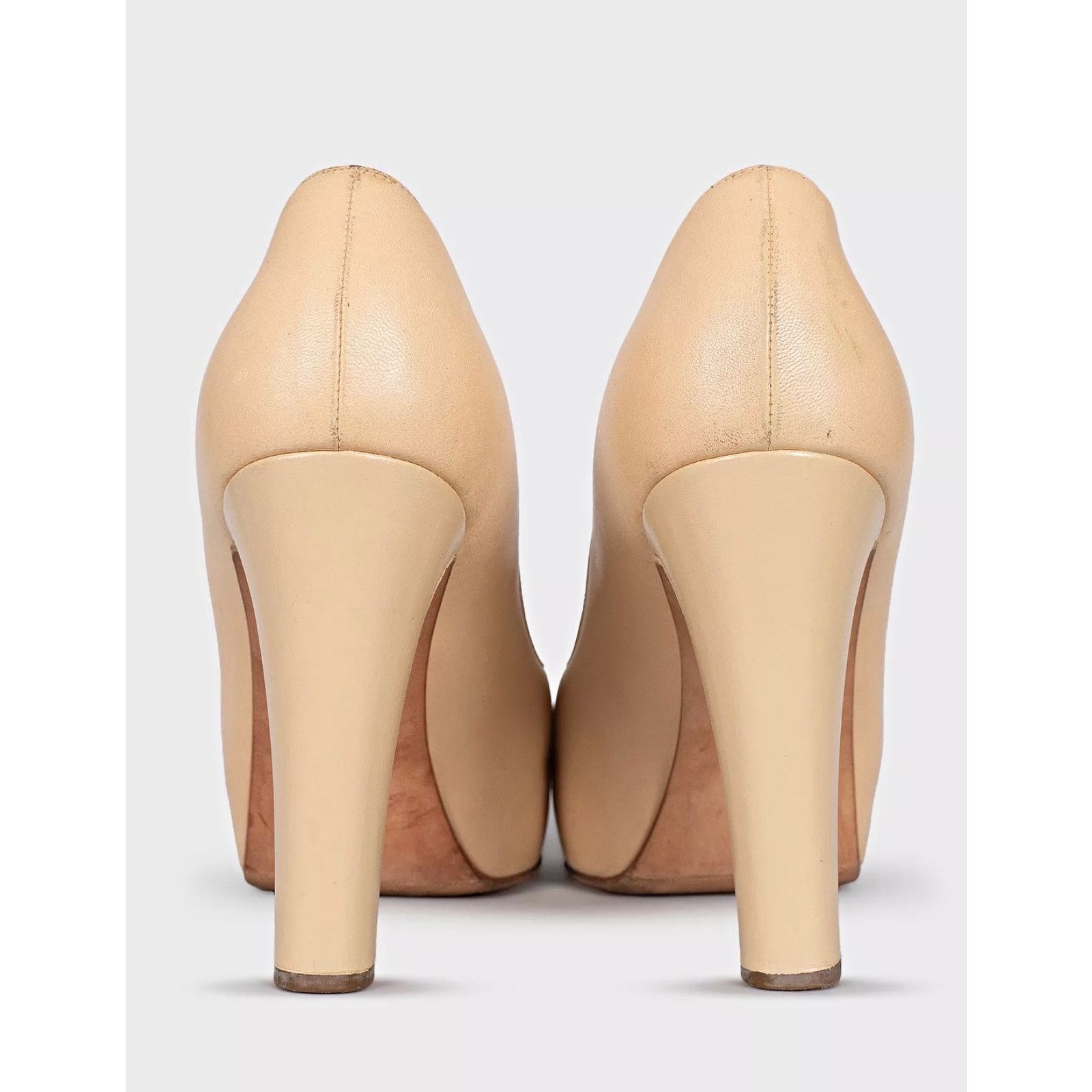 Chanel Chanel Beige Leather Block Heel Pumps - Size 39.5 Size US 8.5 / IT 38.5 - 7 Thumbnail