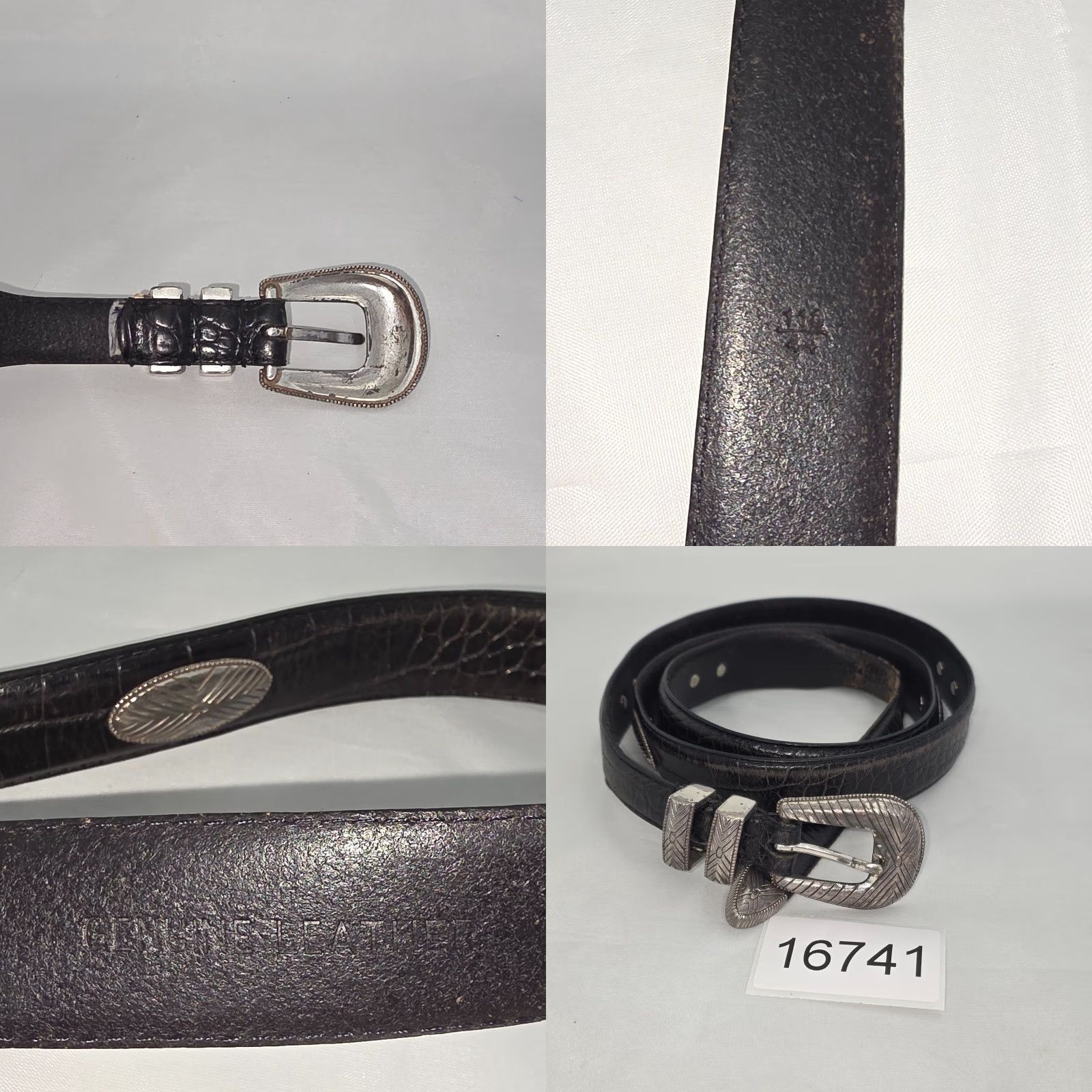 Fossil VTG Fossil Leather Belt Mens 44 Black Silver Braided Concho Western Southwest Belt Size 44 - 8 Thumbnail