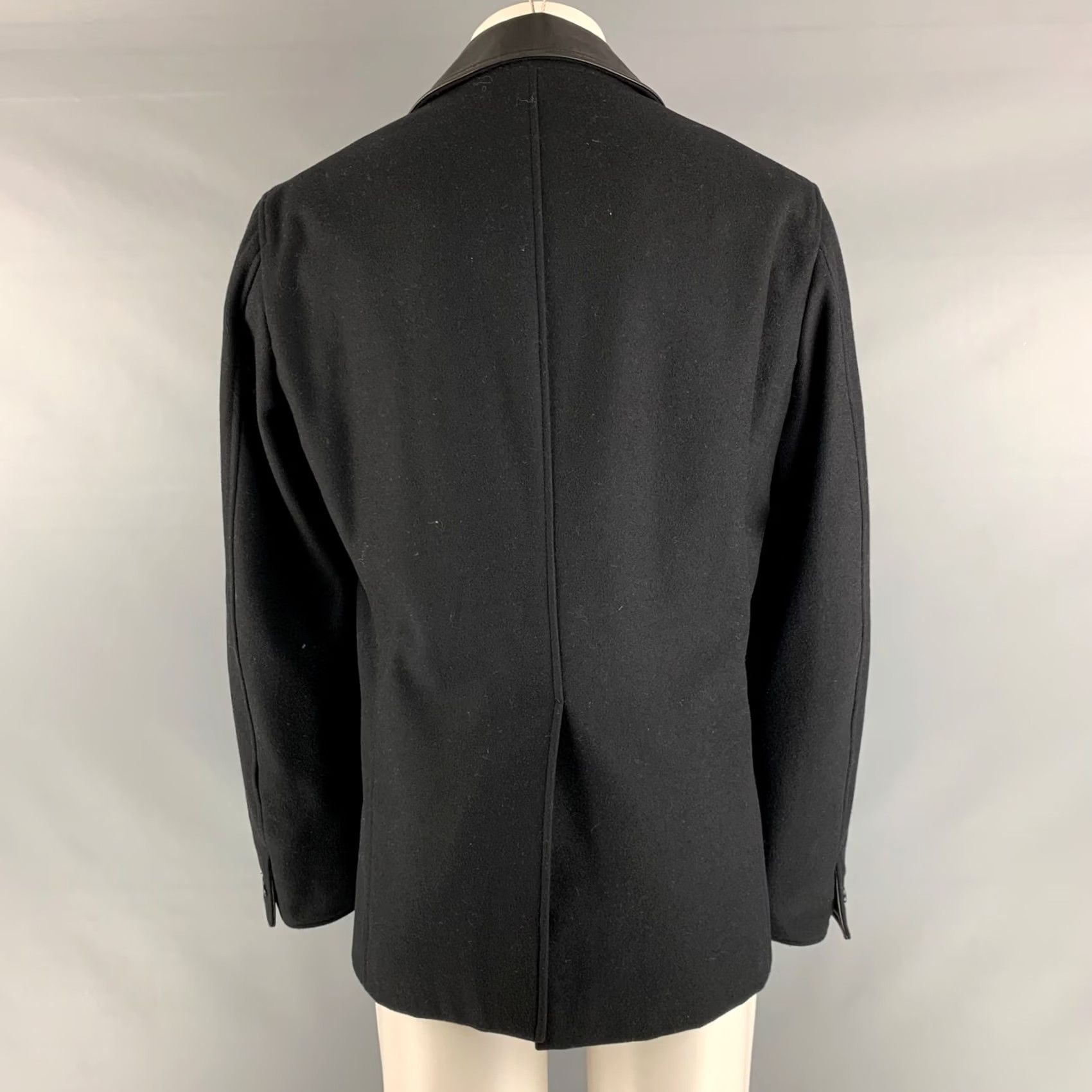 Jil Sander JIL SANDER Black Solid Wool Blend Peacoat Coat Size 40 Mens Size US XXS / EU 40 - 3 Thumbnail