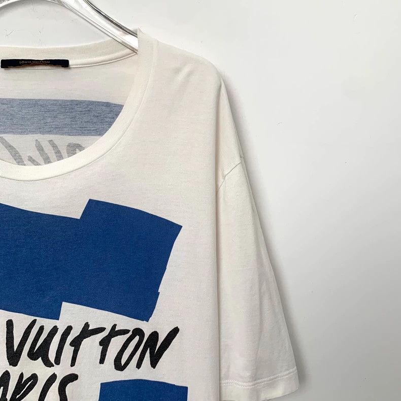 Louis Vuitton Louis Vuitton White logo monogrammed cotton crewneck short Size US XXL / EU 58 / 5 - 3 Thumbnail