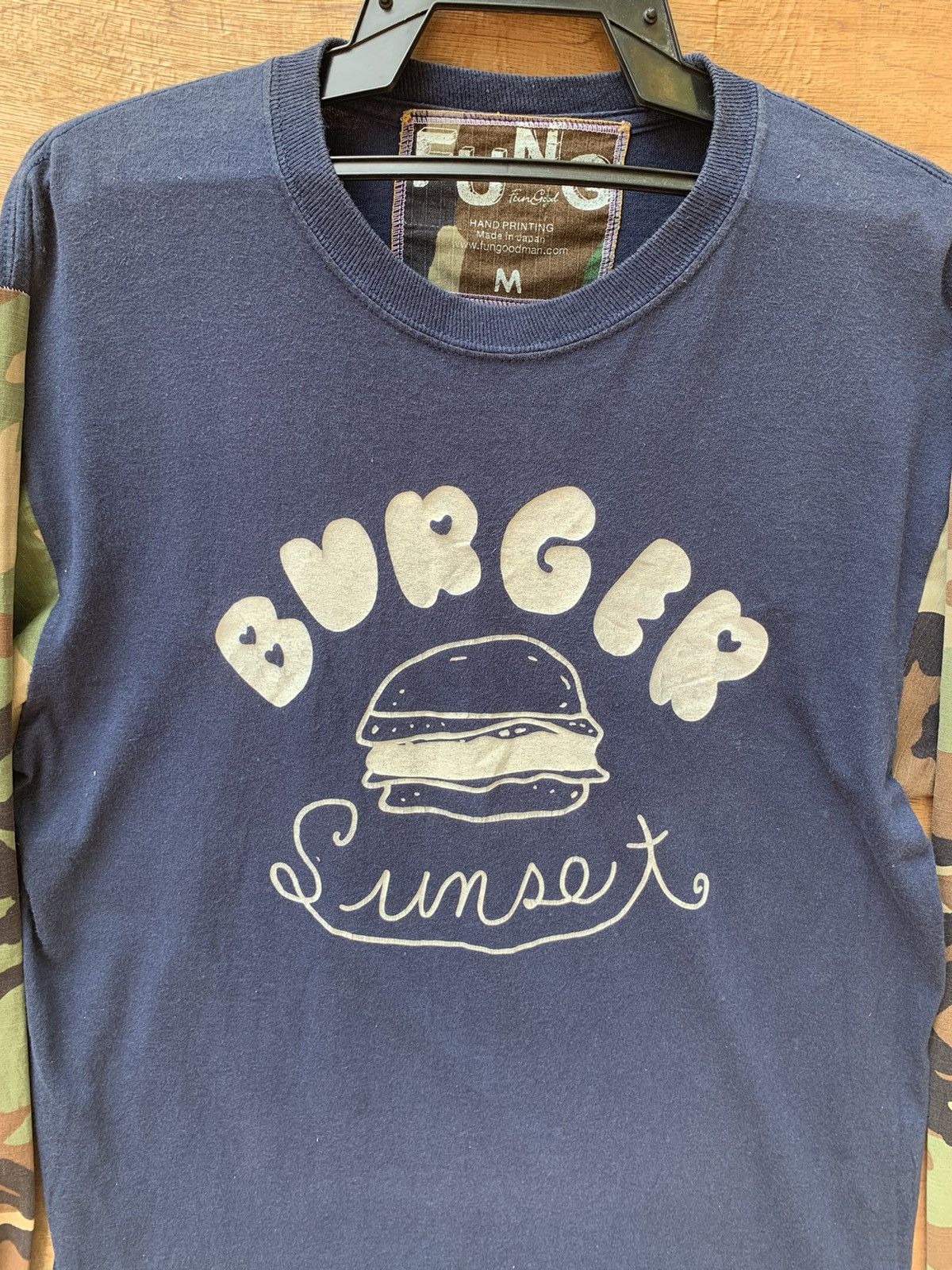 Japanese Brand Fung Burger Hand Printing Made In JAPAN Camo Sleeve Shirt Size US M / EU 48-50 / 2 - 8 Thumbnail