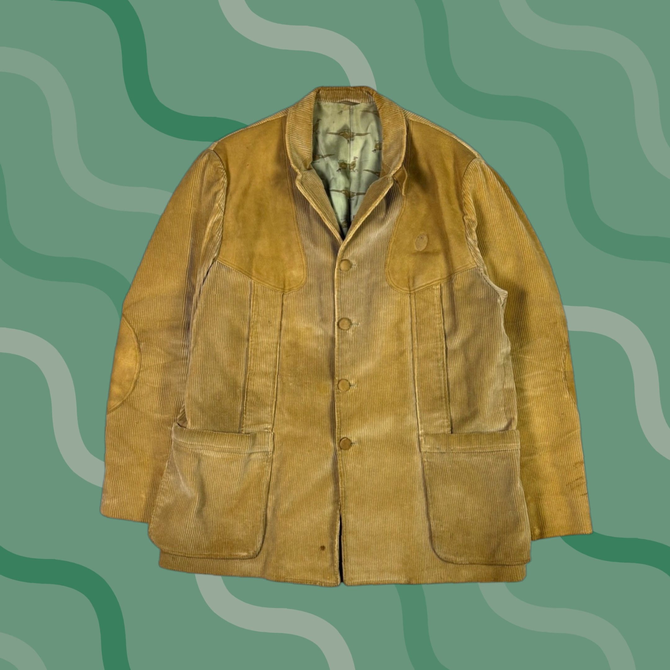 Eddie Bauer VINTAGE Eddie Bauer Corduroy Shooting Jacket Tan Suede Patch Hunting Coat Large Jacket Men Regular L Beige Corduroy Suede Hunting Military Coat Size US L / EU 52-54 / 3 - 1 Thumbnail