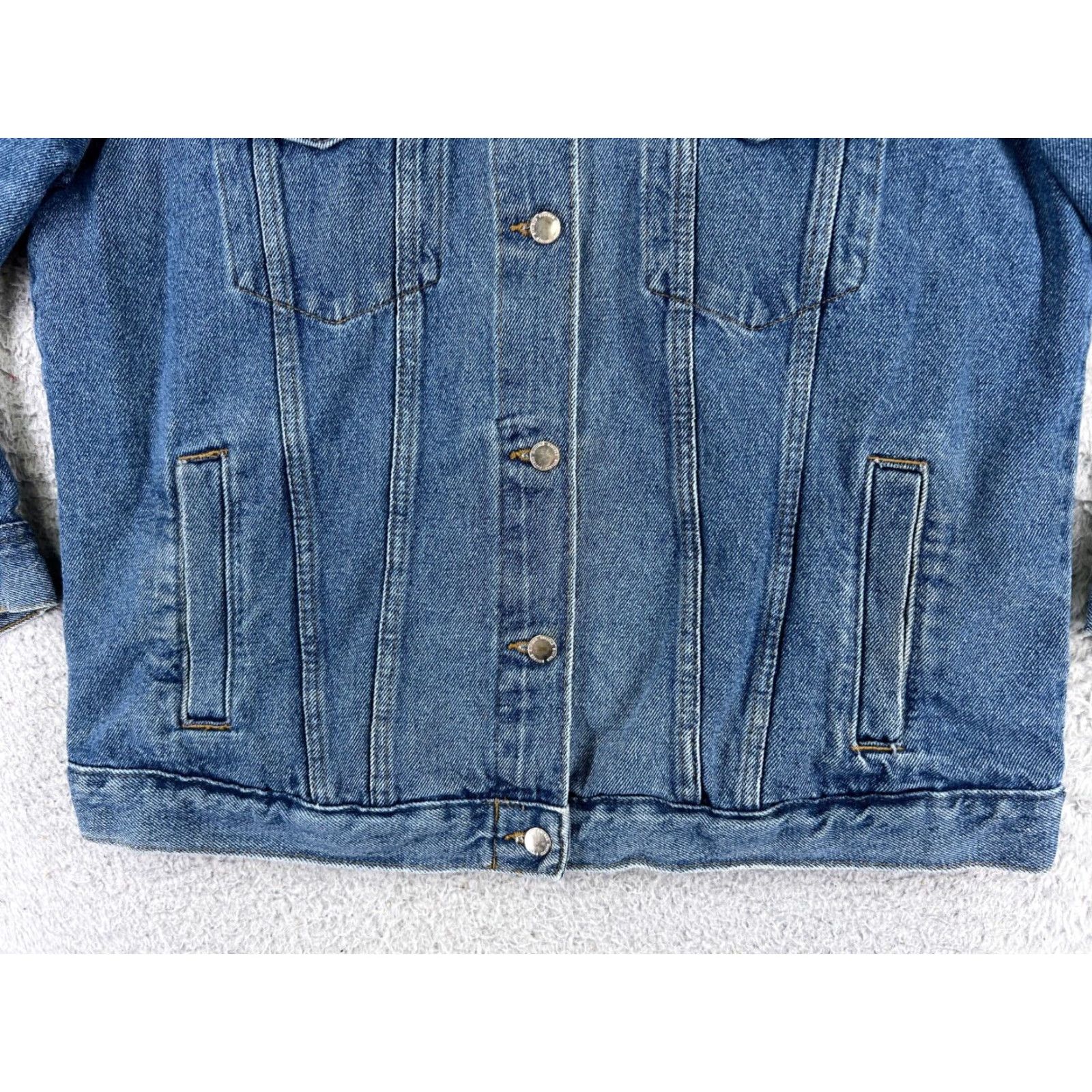Denime VINTAGE Divided by H&M Denim Jacket Women's 4 Blue Medium Wash Trucker Button Up Cotton 80s 90s Mens Womens Size XL / US 12-14 / IT 48-50 - 5 Thumbnail