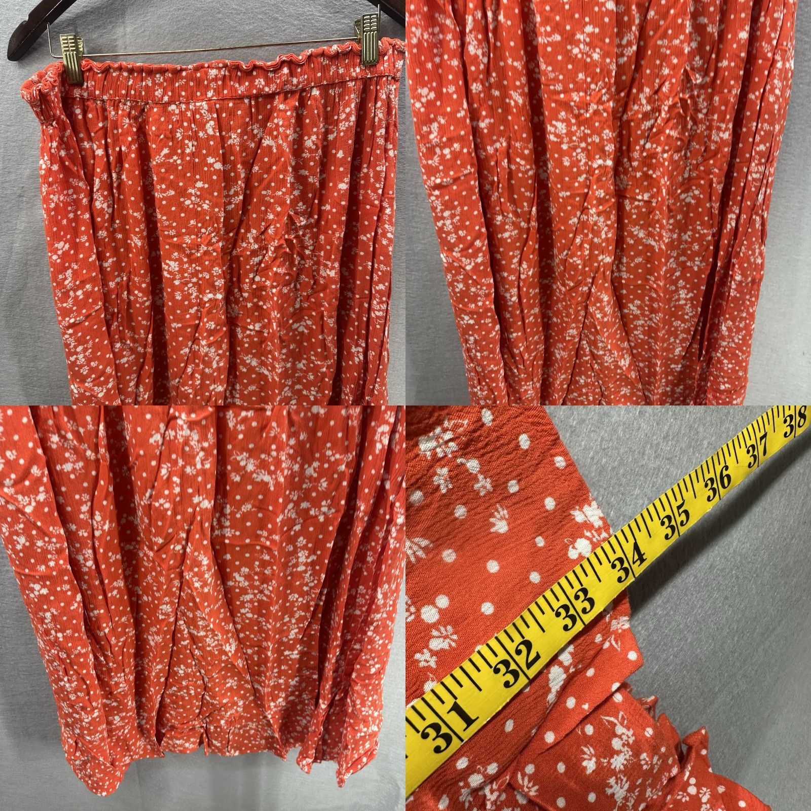 Vintage Seed Heritage Skirt Womens XL Floral Elastic Waist A-Line Long Orange 90s Bohemian Festival Vintage No? Size 40" / US 18 - 8 Thumbnail