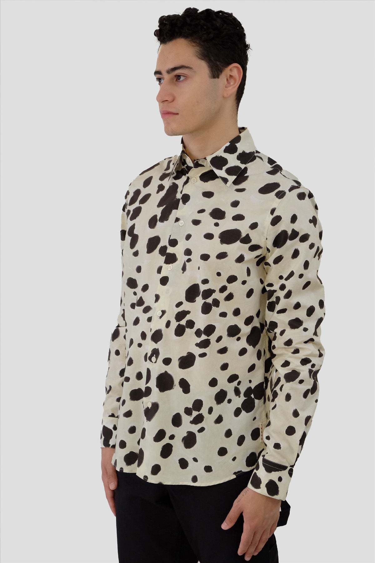 Marni o1y0225 Patterned Shirt in Ivory/Black Size US M / EU 48-50 / 2 - 2 Thumbnail