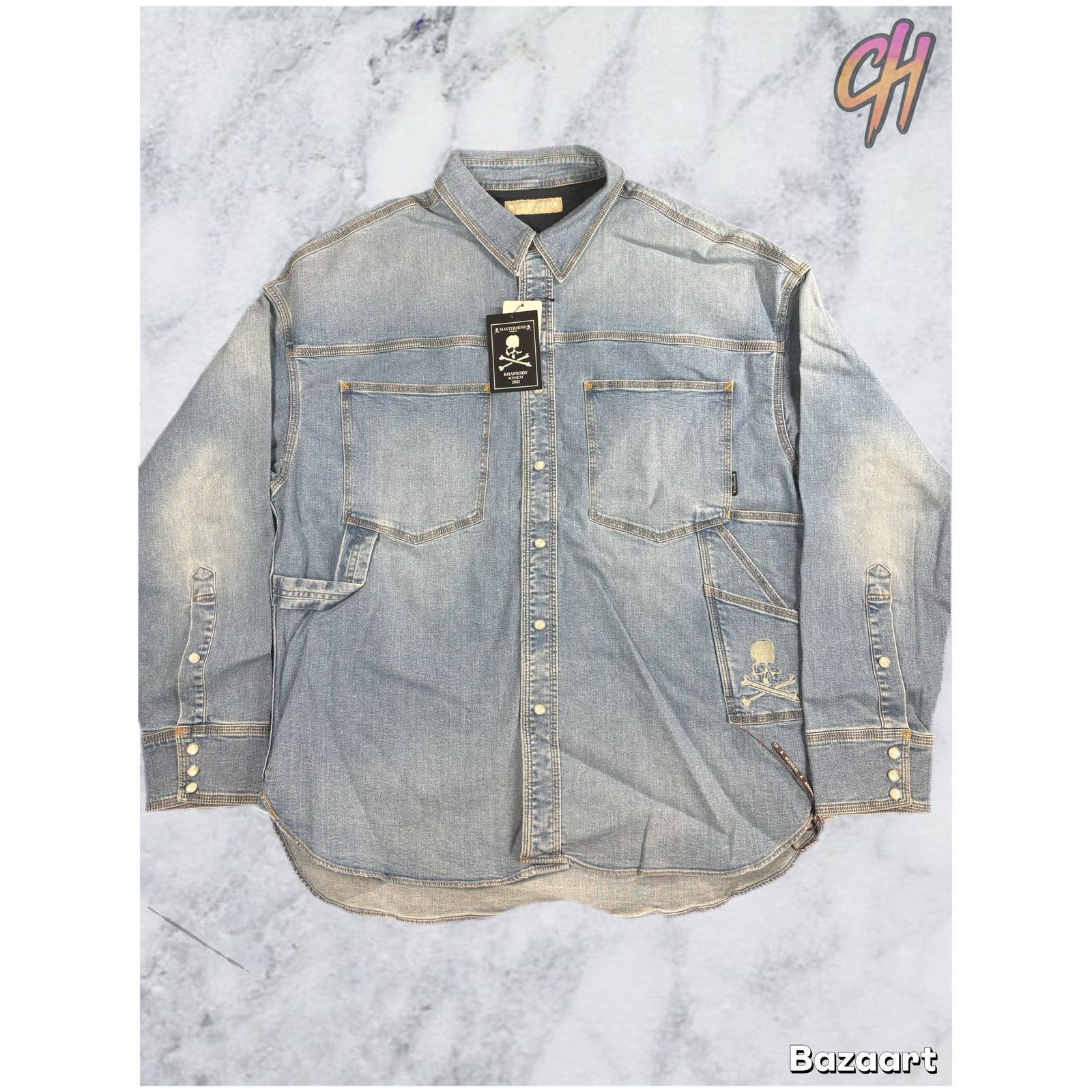 Mastermind Japan Mastermind World Light Oz. Washed Denim Shirt Size Large Size US L / EU 52-54 / 3 - 1 Thumbnail