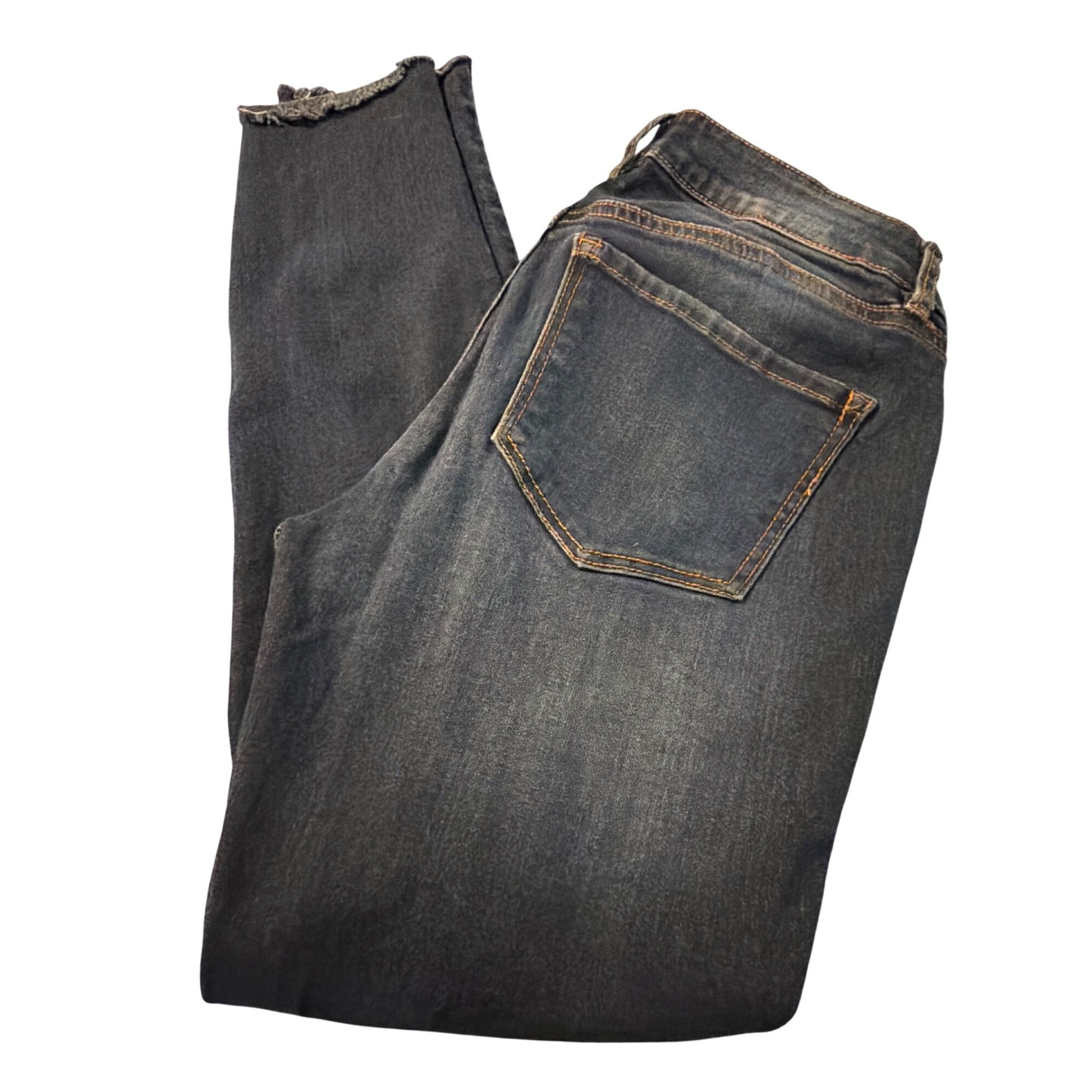 Other Refuge Cropped Distressed Skinny Jeans Dark Wash Raw Hem Fau Size 27" / US 4 / IT 40 - 4 Thumbnail
