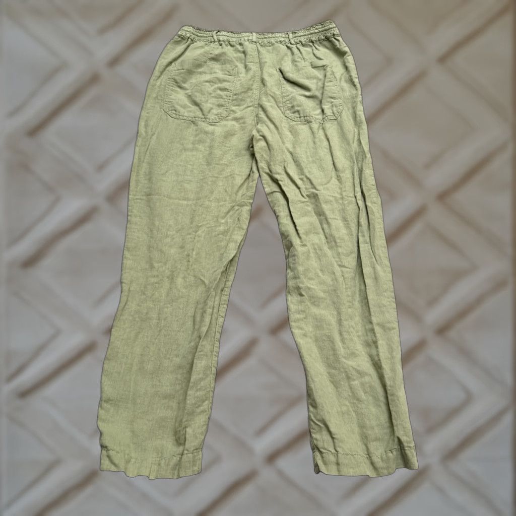 Zara Zara Pants Womens Linen Ankle Straight Leg Elastic Waist Green Medium Casual Travel Size 32" / US 10 / IT 46 - 1 Thumbnail
