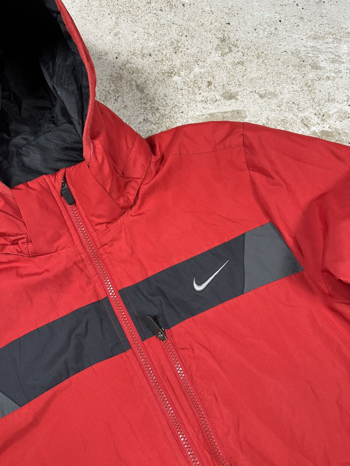 Nike × Vintage Vintage Y2K Nike Red Hooded Track Jacket Swoosh Size US L / EU 52-54 / 3 - 7 Thumbnail