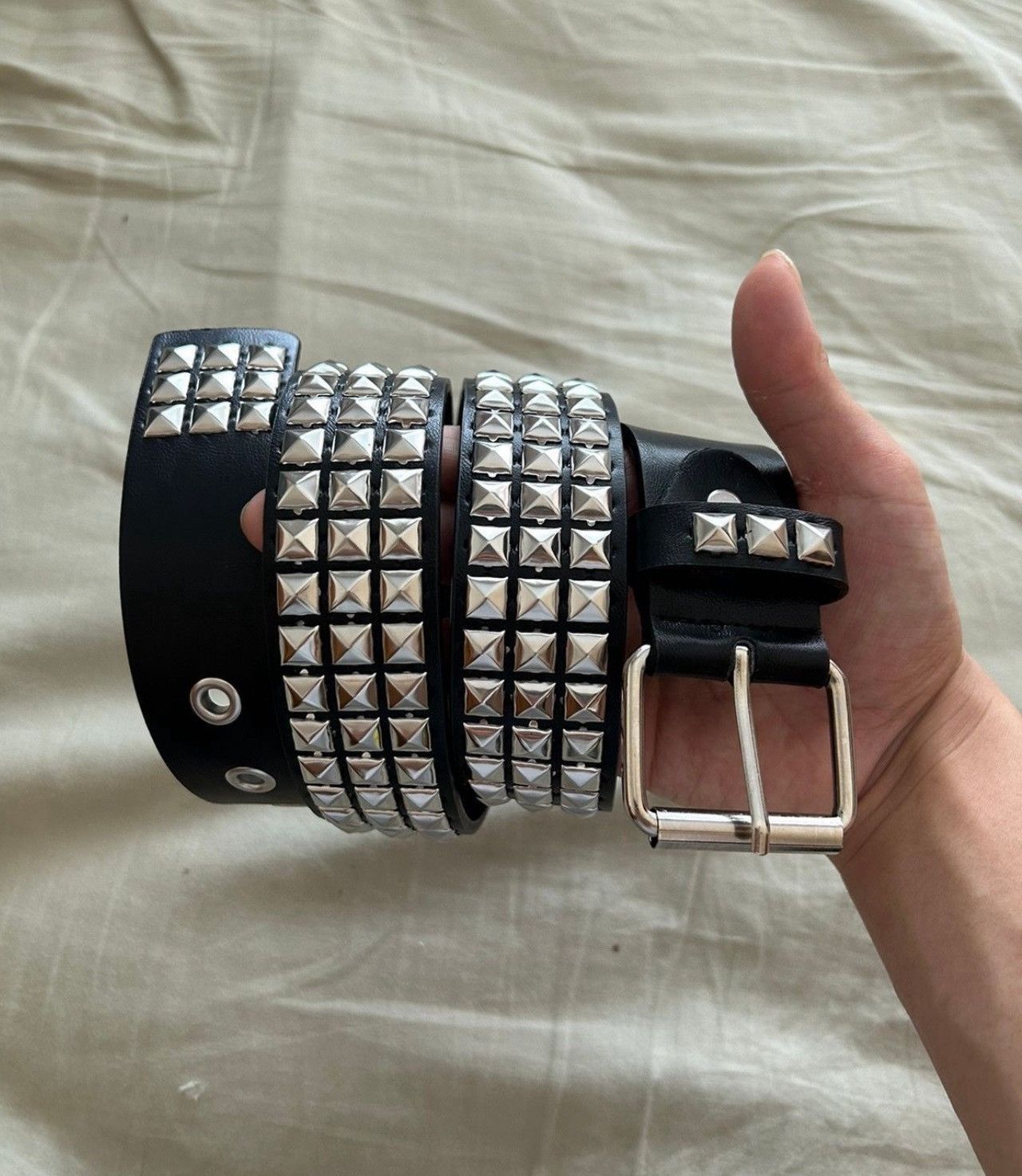 Japanese Brand 105 cmPyramid Studded PU Leathe rBelt Size ONE SIZE - 1 Thumbnail