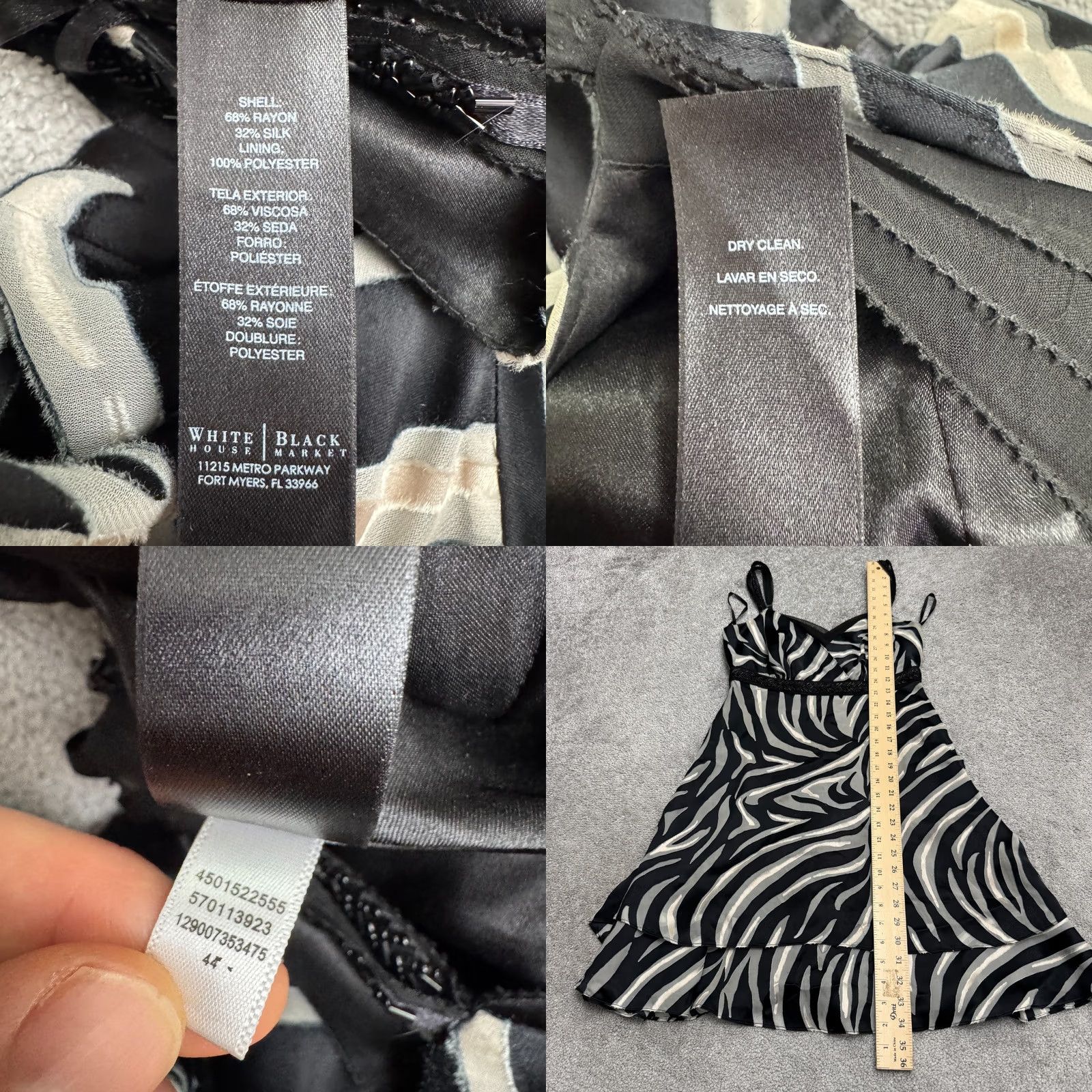 White House Black Market White House Black Market Zebra Print Beaded Mini Dress Womens 0 Black White Size XS / US 0-2 / IT 36-38 - 9 Thumbnail