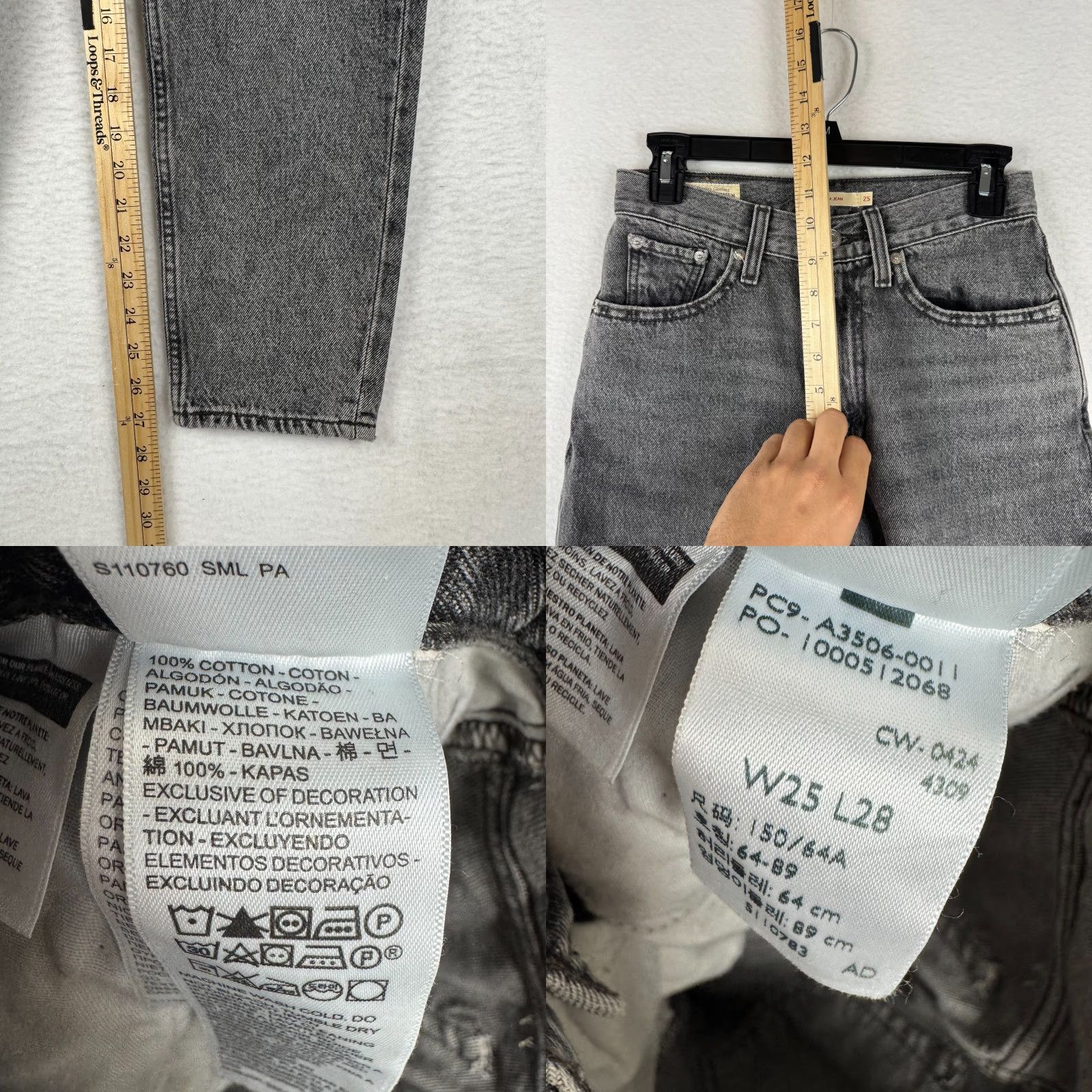 Levi's Levi's Premium 80s Mom Jeans Women's 25 High Waist Washed Black Denim Jeans Size 42" / US 20 - 8 Thumbnail