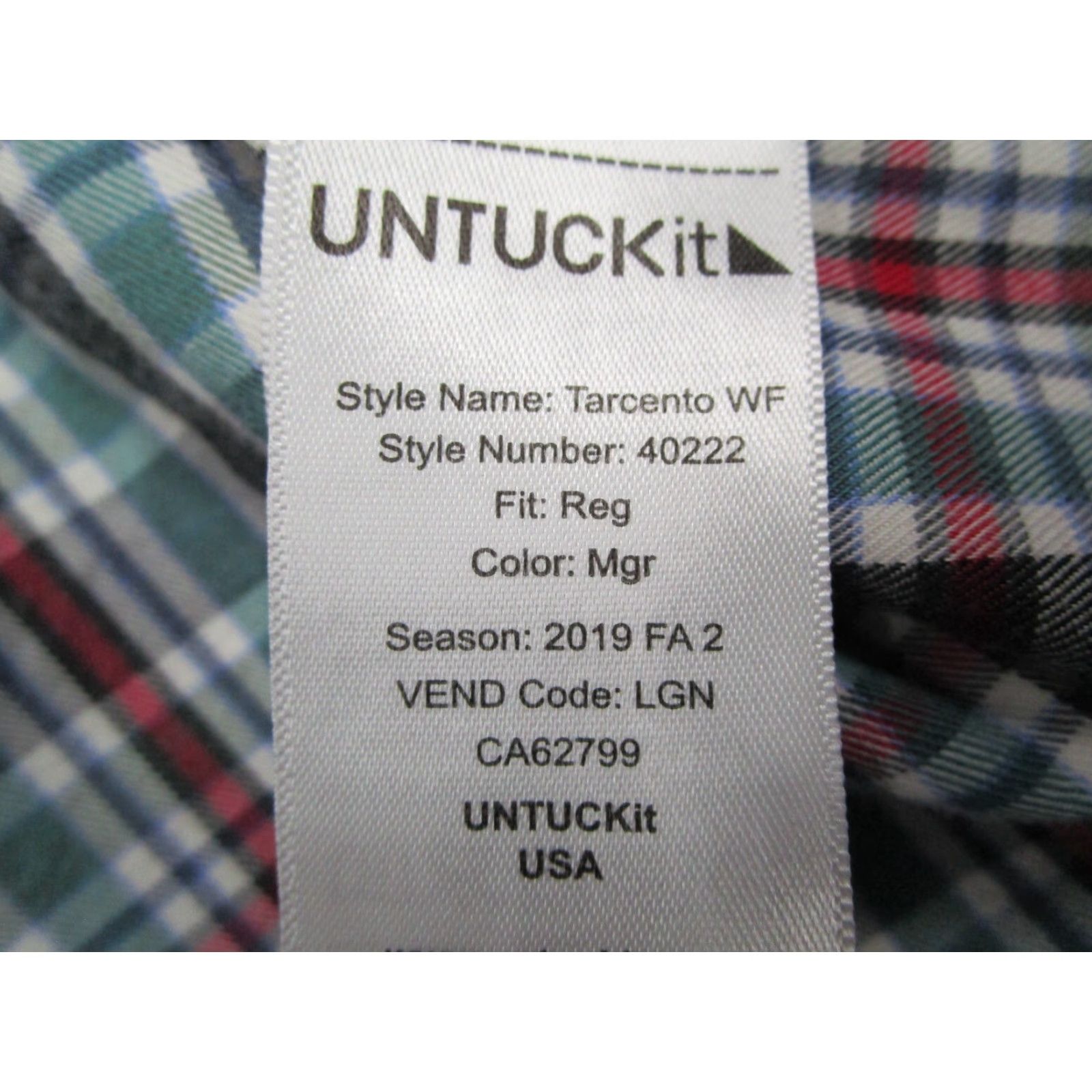 UNTUCKit VINTAGE UNTUCKit Men's Shirt XL Green Plaid Button Up Casual Work Hike Size US XL / EU 56 / 4 - 4 Thumbnail