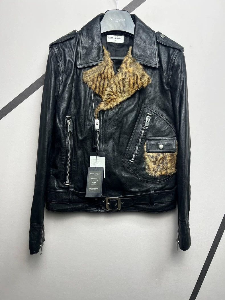 Saint Laurent Paris Saint Laurent Paris Dry lazy fur motorcycle leather jacket- Size US S / EU 44-46 / 1 - 1 Thumbnail