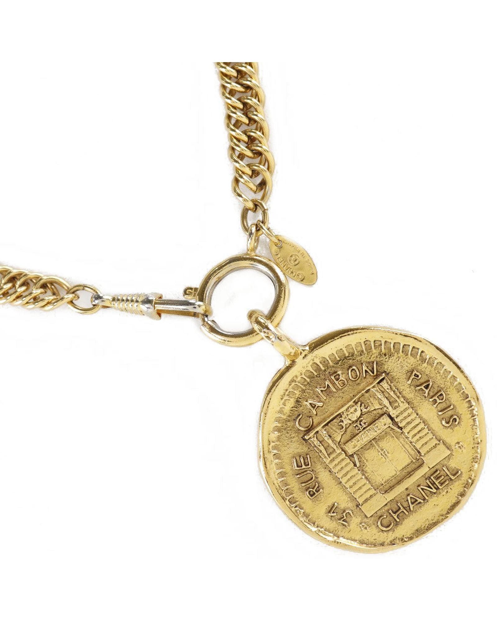 image of Vintage Chanel Coin Necklace From 31 Rue Cambon Collection in Gold, Women's
