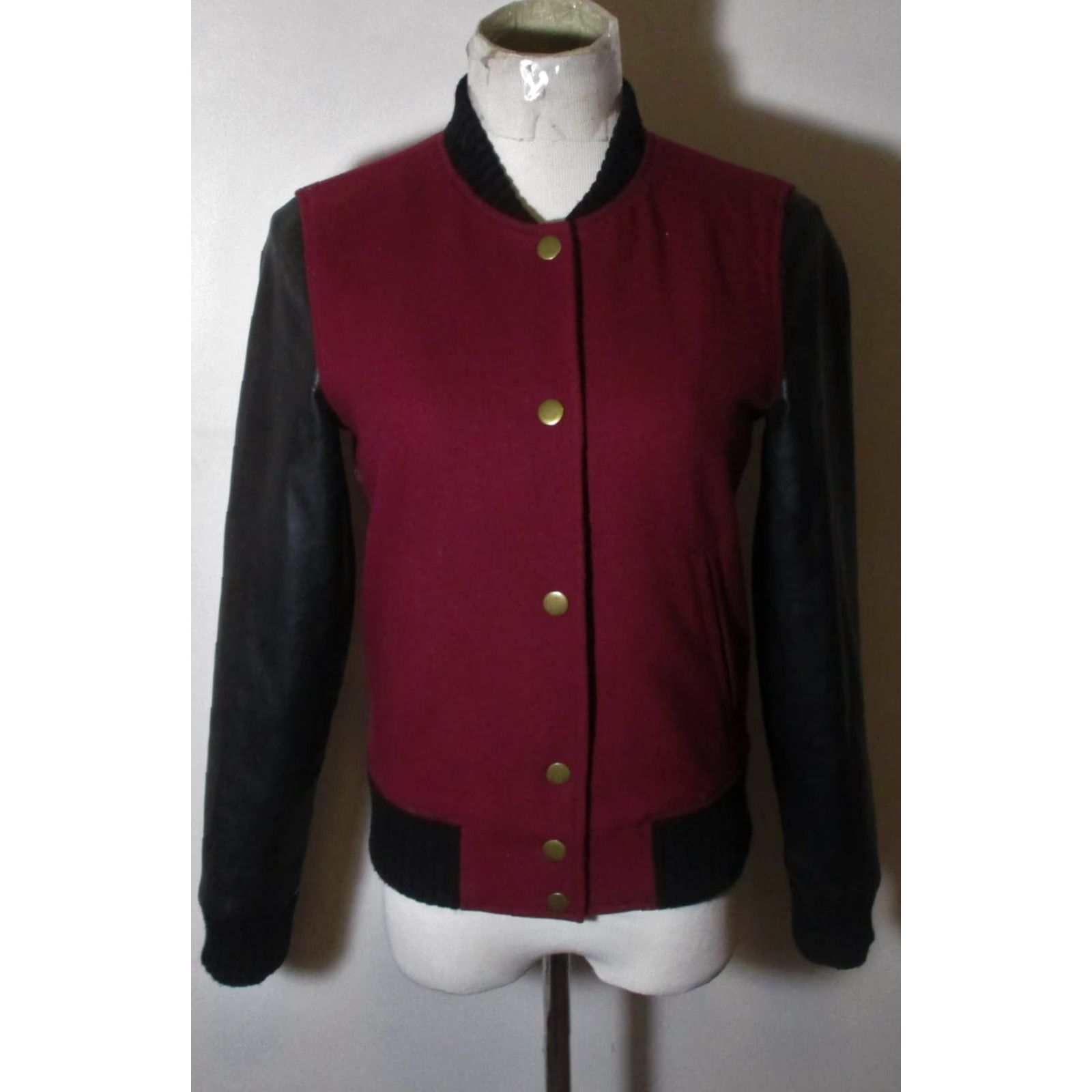 J.Crew J. CREW Maroon Black Full Zip Wool Jacket Women's XS Shirt Size XS / US 0-2 / IT 36-38 - 2 Thumbnail