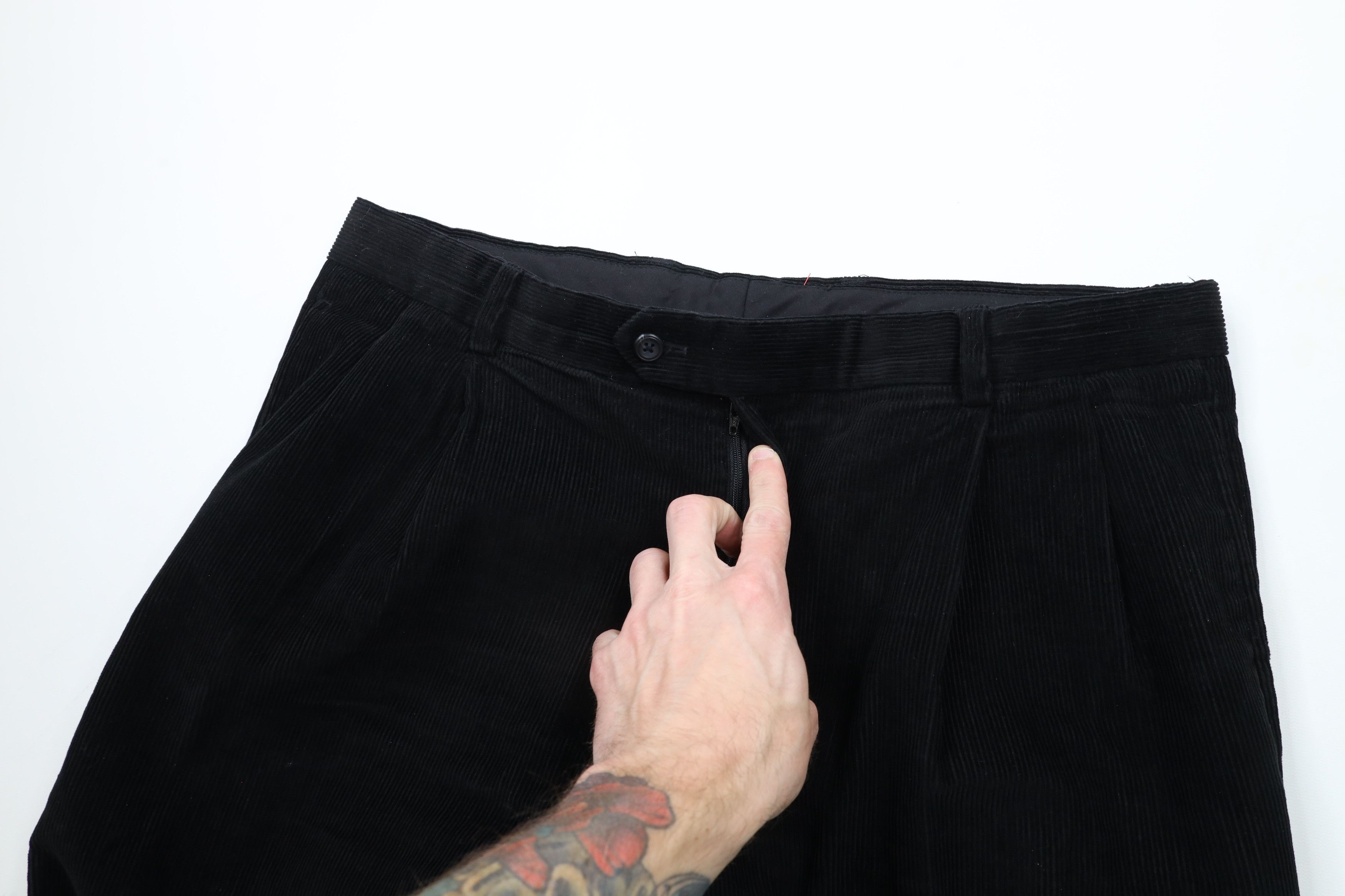 Vintage Vintage 90s Streetwear Cuffed Wide Leg Corduroy Pants Black Size US 36 / EU 52 - 6 Thumbnail