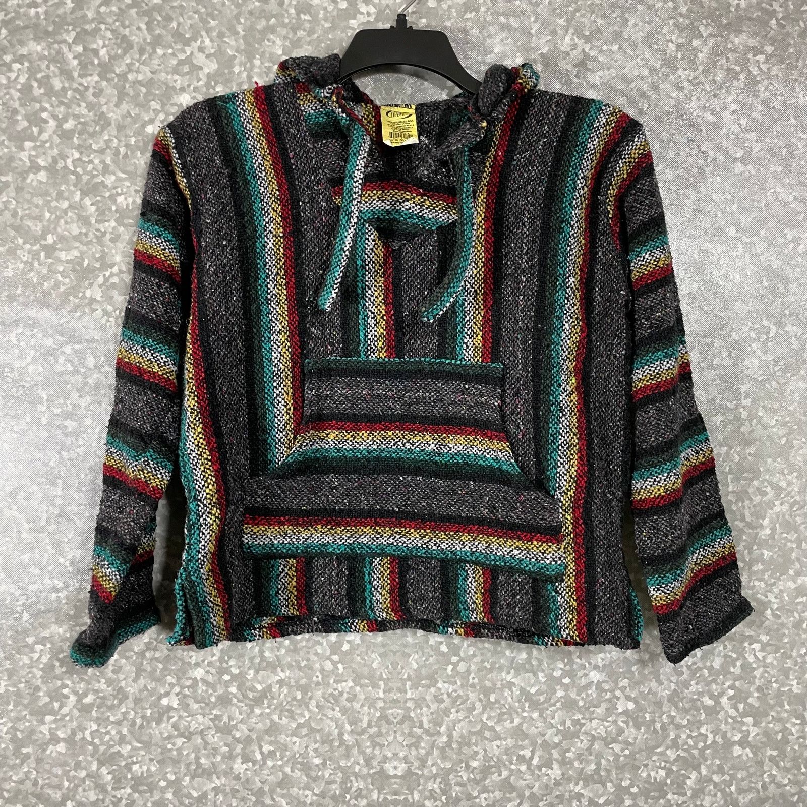 Franks Frank's Gray & Black Striped Baja Mexican Hoodie - Small Size US S / EU 44-46 / 1 - 1 Thumbnail