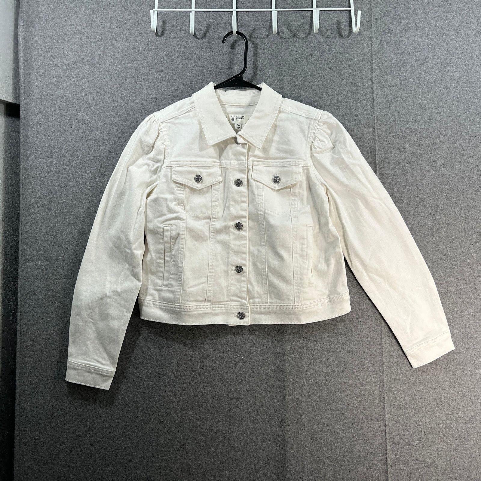 Other Candace Cameron Bure Puff-Sleeve White Denim Size XXS / US 00 / IT 34 - 1 Thumbnail