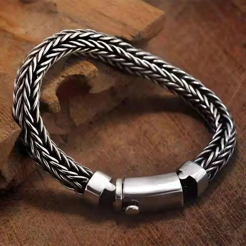 Jewelry × Vintage Hand-Woven Tide Bracelet Retro Style Size ONE SIZE - 4 Thumbnail