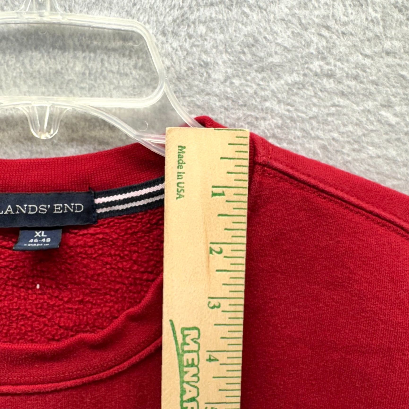 Lands' End VINTAGE Lands End Sweater Crew Neck Adult XL Red Pullover Fleece Cotton Polyester Mens USA US? Size US XL / EU 56 / 4 - 7 Thumbnail