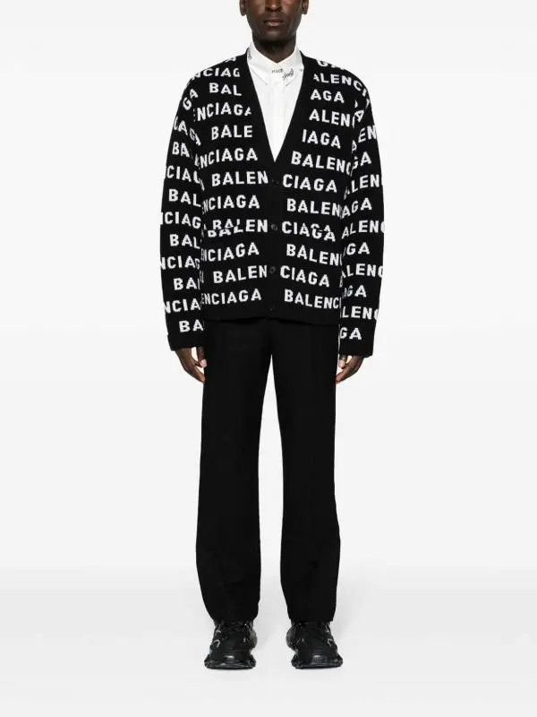 Balenciaga o1tr1nto0526 All-Over Cardigan in Black/White Size US XL / EU 56 / 4 - 4 Thumbnail