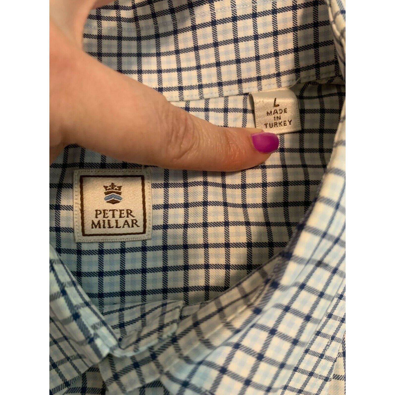 Peter Millar Peter Millar White Blue Gingham Casual Shirt Size Large Size US L / EU 52-54 / 3 - 3 Thumbnail