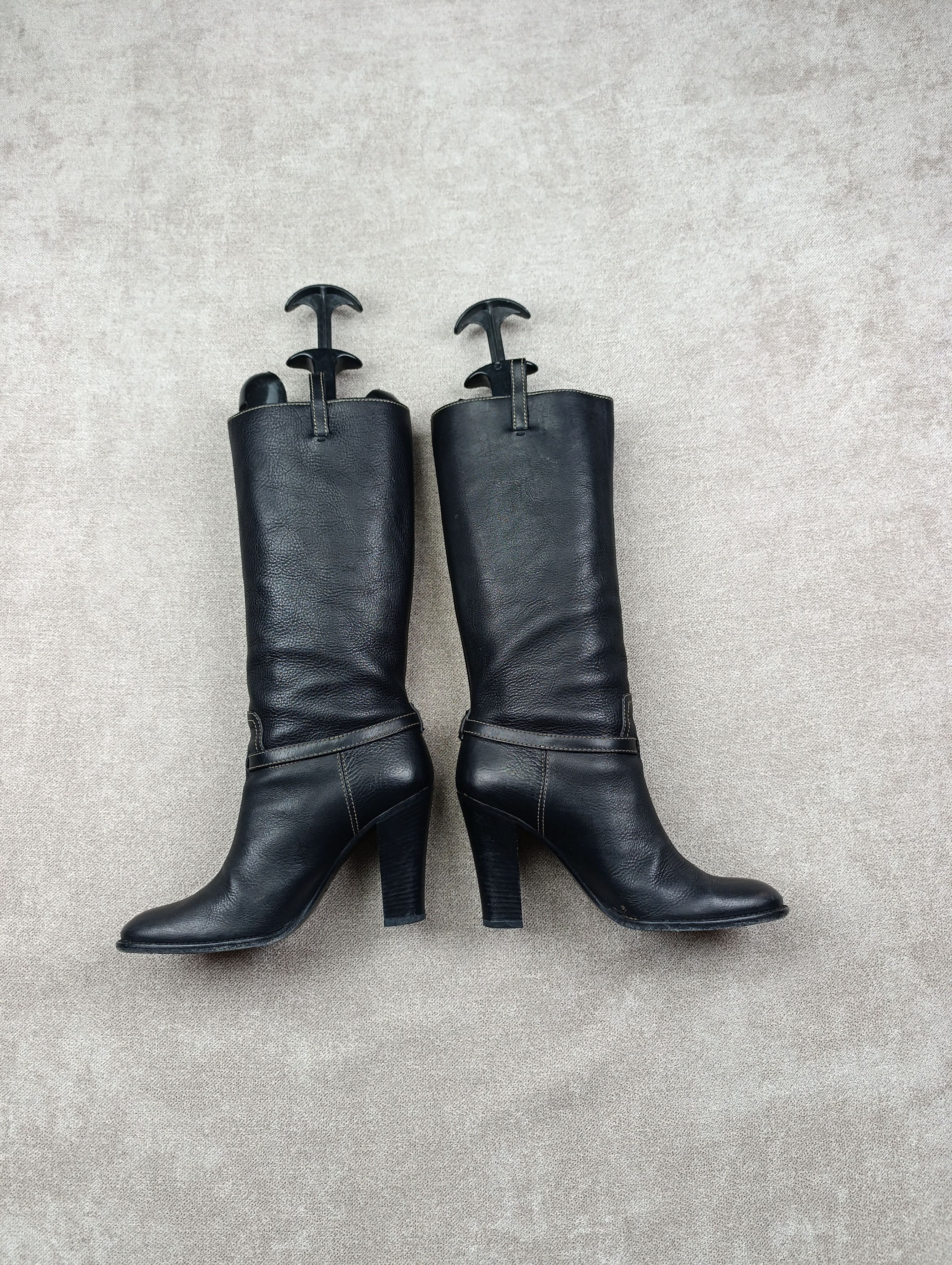 Gucci GUCCI BLACK GG INTERLOCK LOGO LEATHER BOOTS Size US 7 / IT 37 - 8 Thumbnail