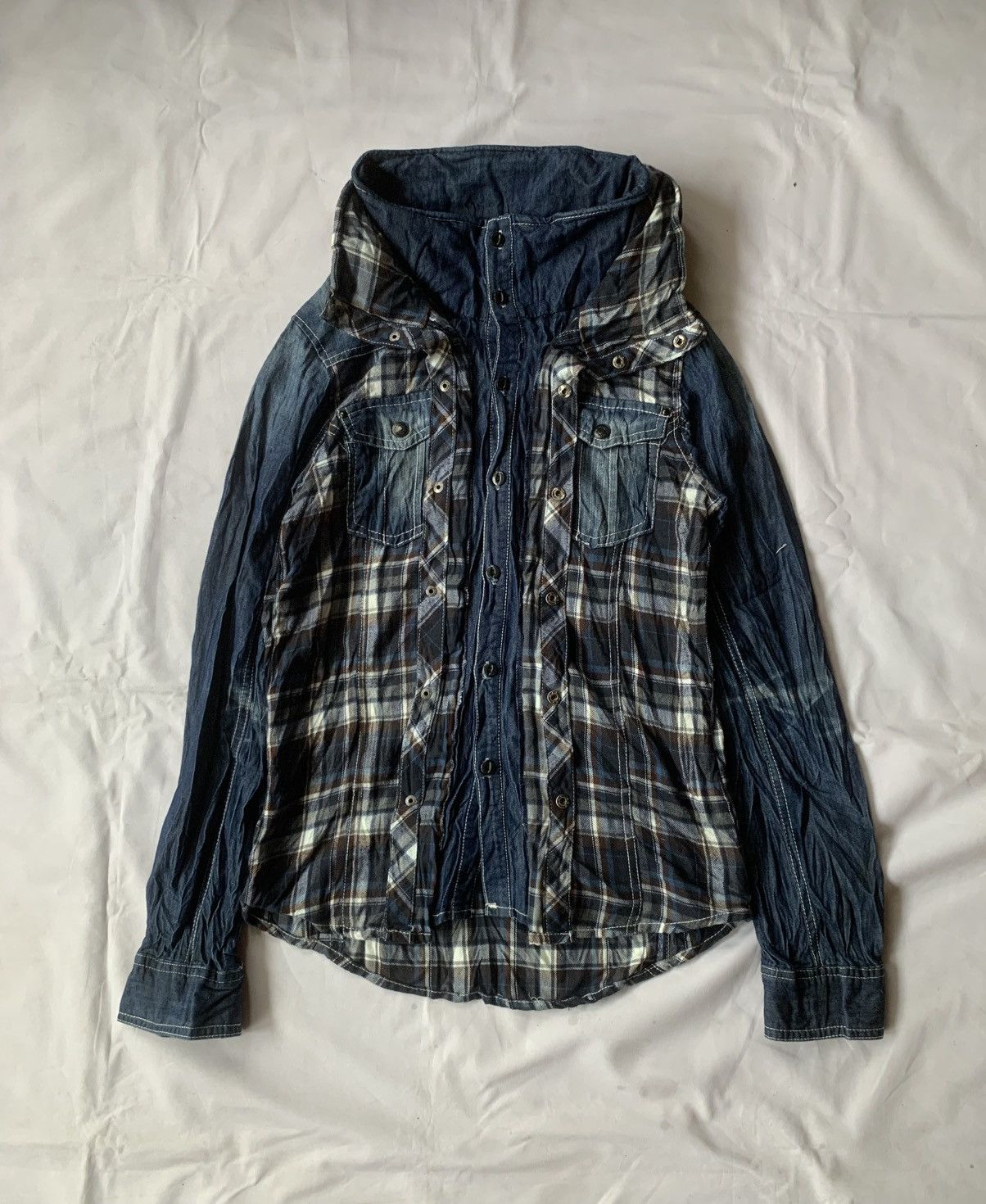 Japanese Brand IN THE ATTIC Double Layered Flannel Denim With Hoodie Shirt Size US S / EU 44-46 / 1 - 7 Thumbnail