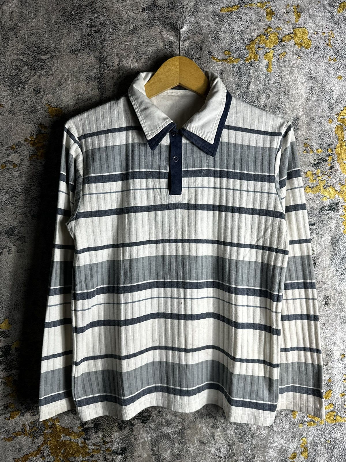 Yohji Yamamoto STOG WAVY STRIPED UNDEFINED DOUBLE LAYER SHIRT WESTERN Size US M / EU 48-50 / 2 - 1 Thumbnail
