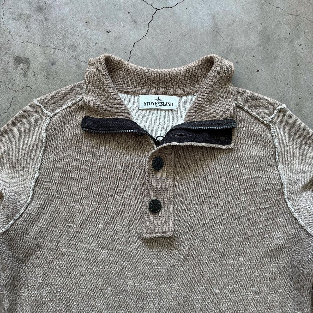 Stone Island Stone Island SS2012 Lino Flax half button cotton sweater Size US M / EU 48-50 / 2 - 3 Thumbnail