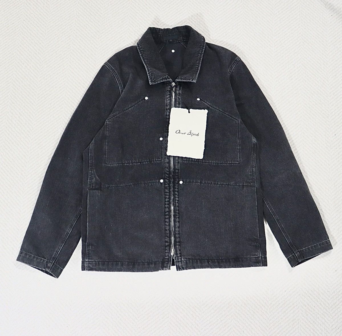 image of Omar Afridi 23Ss Denim Coverall Blouson in Black, Men's (Size Medium)