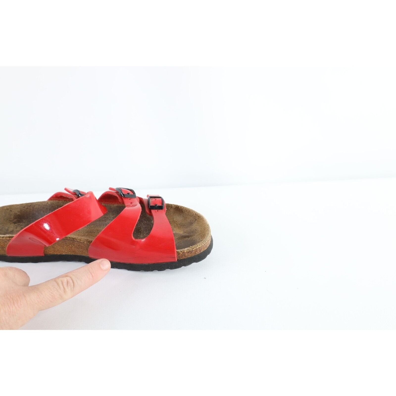 Birkenstock × Vintage Vintage Birkenstock Distressed Patent Leather Buckle Sandals Size US 6 / IT 36 - 12 Thumbnail