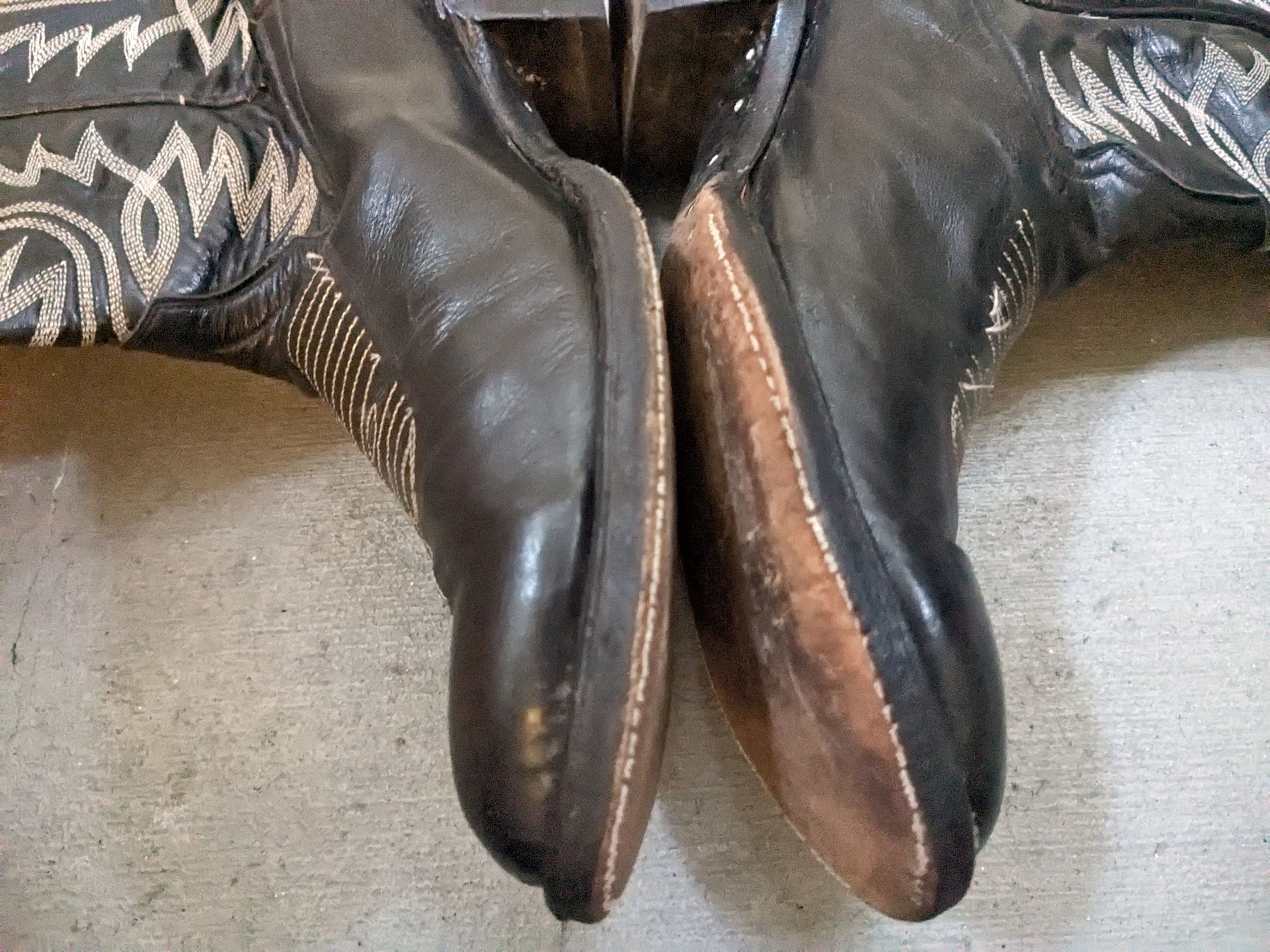 Tony Lama Cowtown Cowboy Boots Black 9.5 EE Wide USA Size US 9.5 / EU 42-43 - 6 Thumbnail