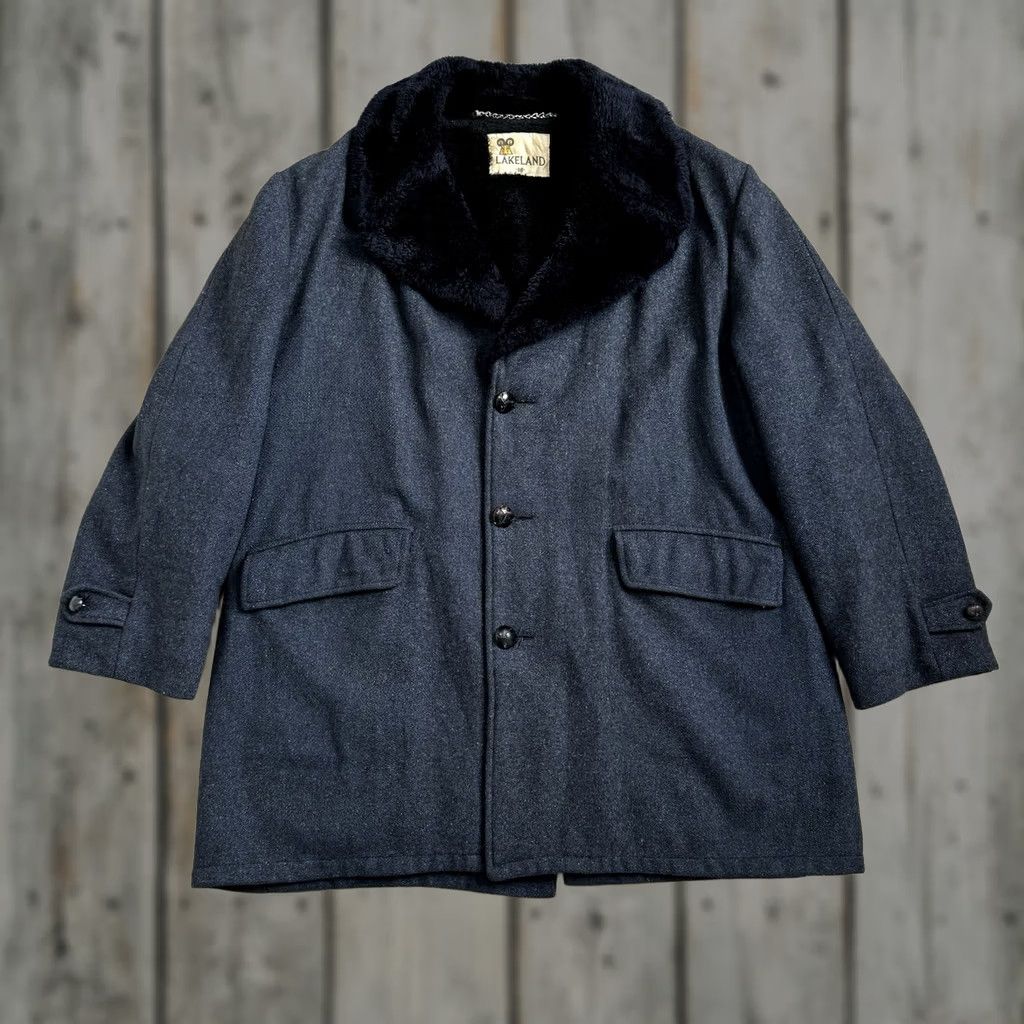 Vintage VINTAGE Lakeland Coat Wool Navy Blue 48 USA Fur Sherpa Lined Car Coat Shawl Collar Mens Size US M / EU 48-50 / 2 - 1 Thumbnail