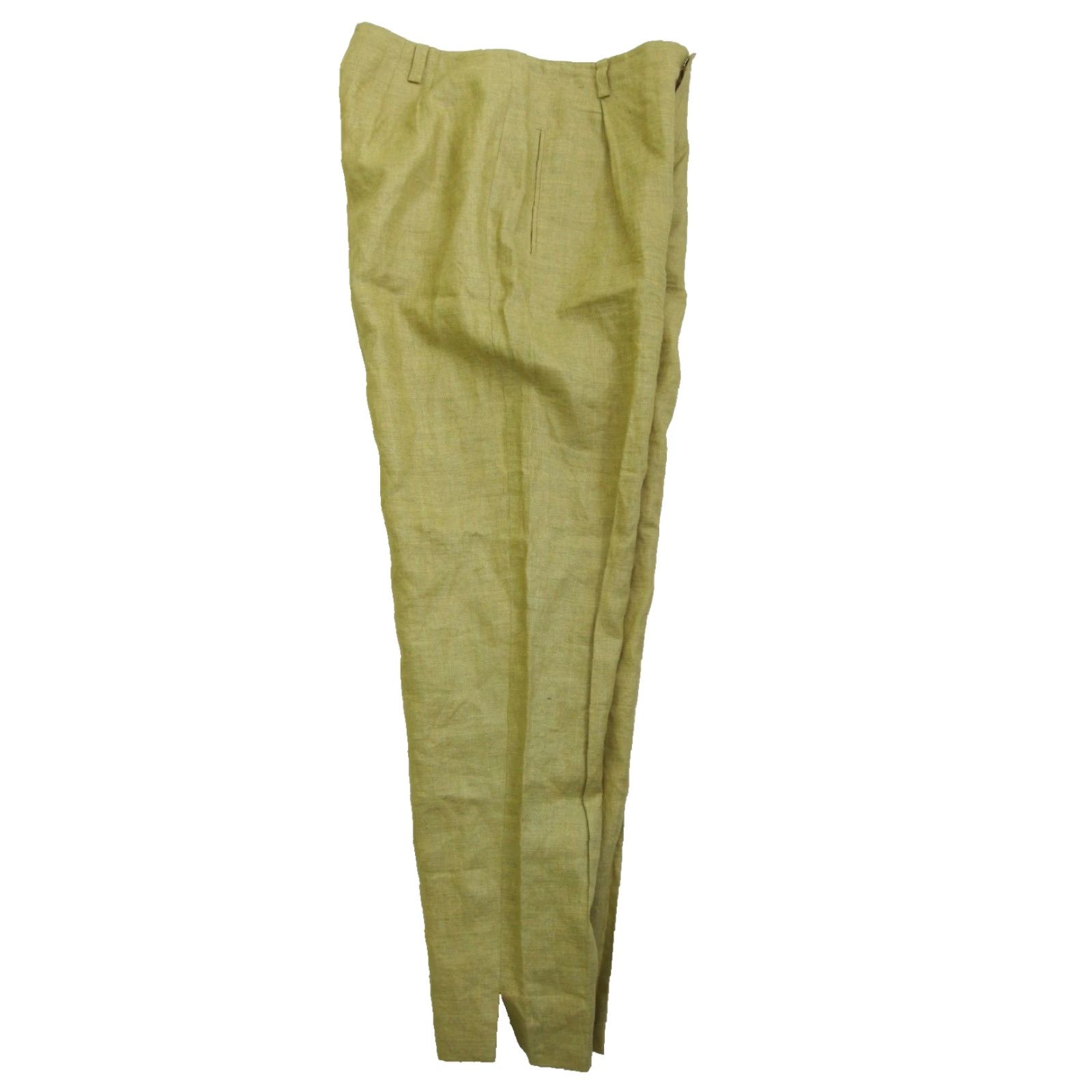Ellen Tracy Ellen Tracy Women 100% Linen Yellow Pocket High Rise Pleat Pant Shirt? Size 32" / US 10 / IT 46 - 7 Thumbnail