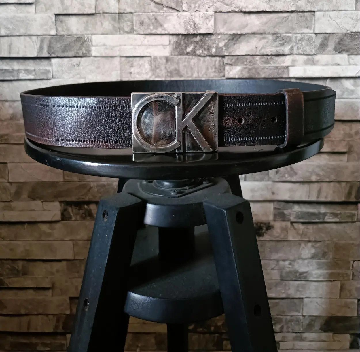Calvin Klein Calvin Klein logo rectangle leather belt Size 36 - 3 Thumbnail