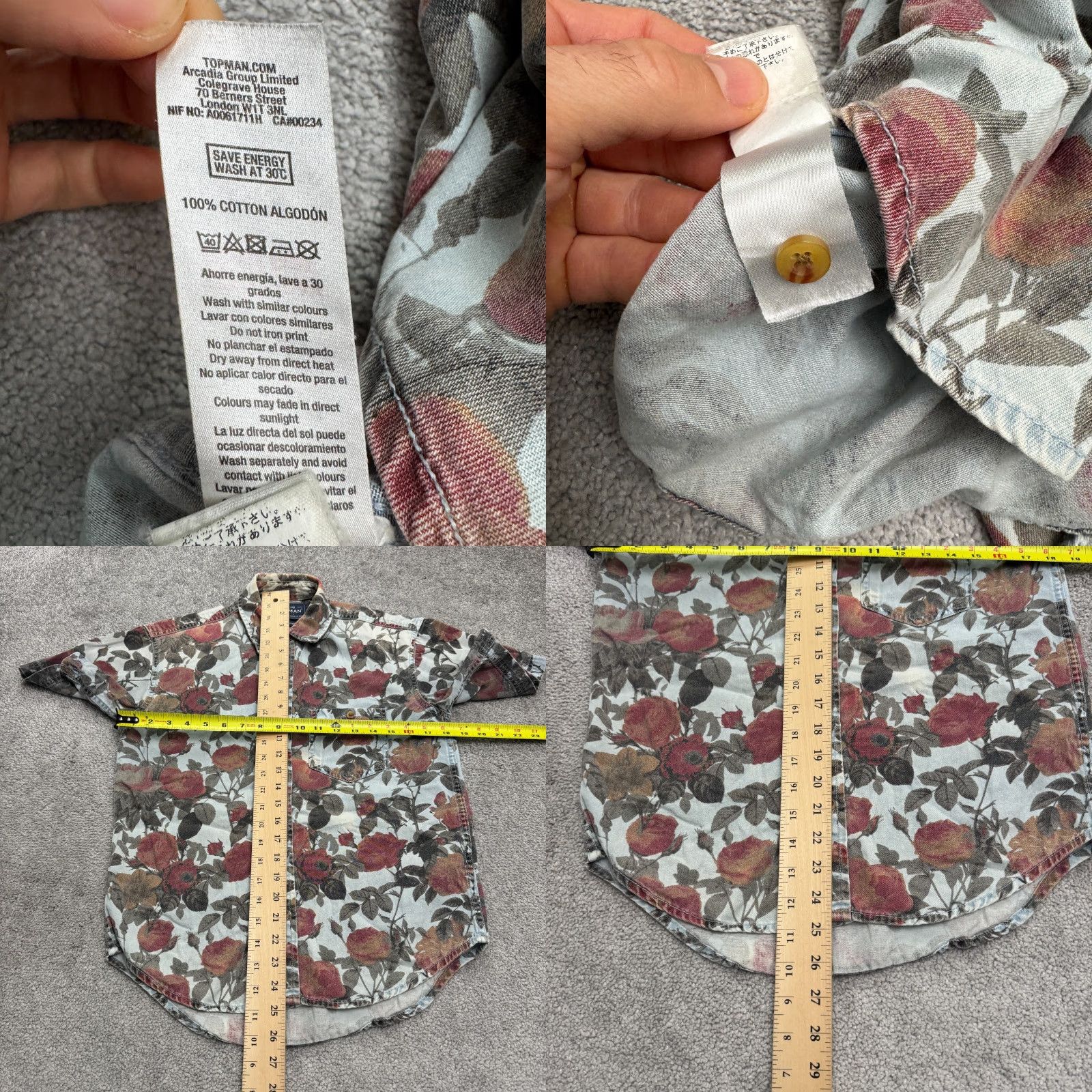 Topman VINTAGE Topman Floral Denim Shirt Men XXS Short Sleeve Casual Bohemian Hawaiian 90s Style Size US XXS / EU 40 - 8 Thumbnail