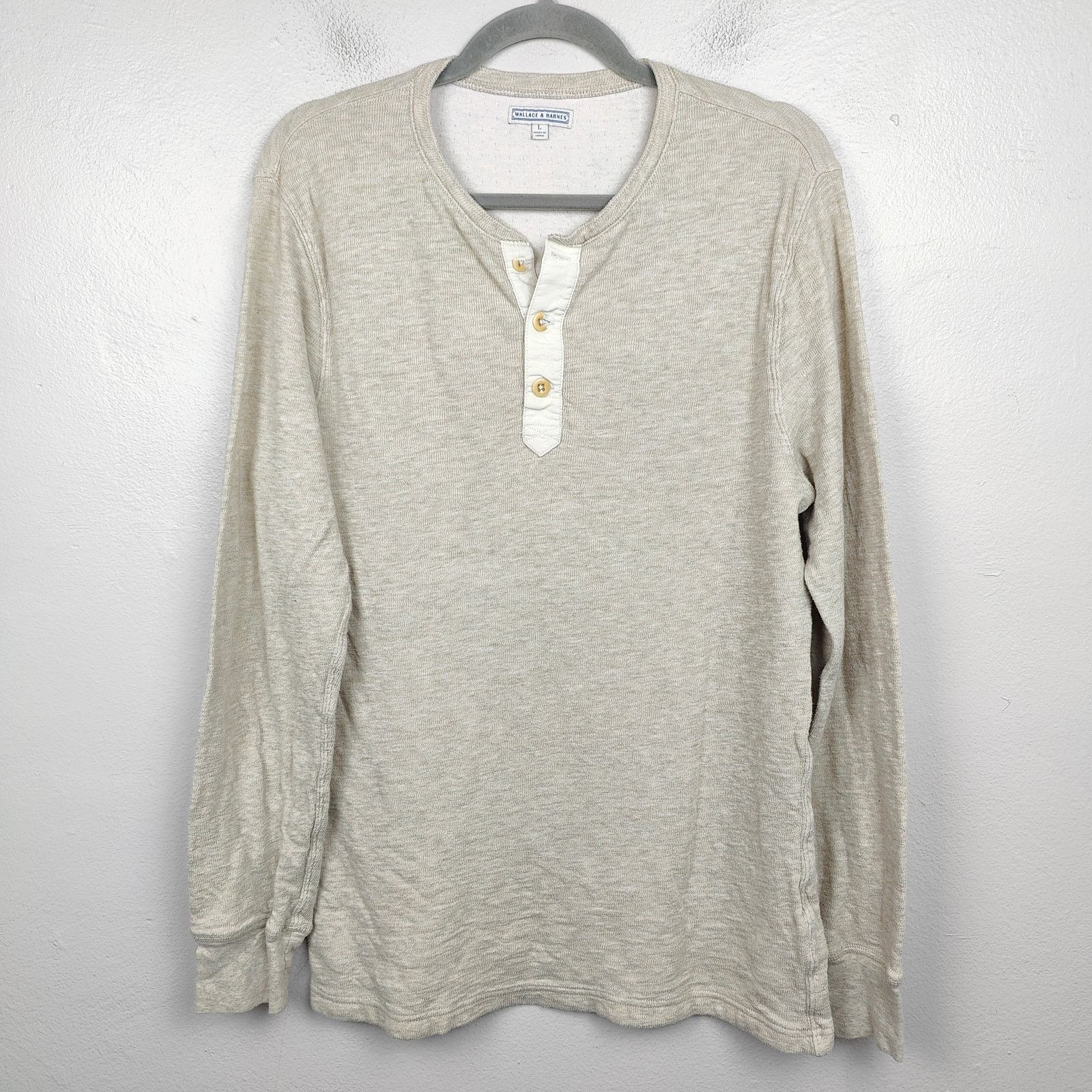 J.Crew Wallace & Barnes Henley Shirt Mens Large Cream Heather Size US L / EU 52-54 / 3 - 1 Thumbnail