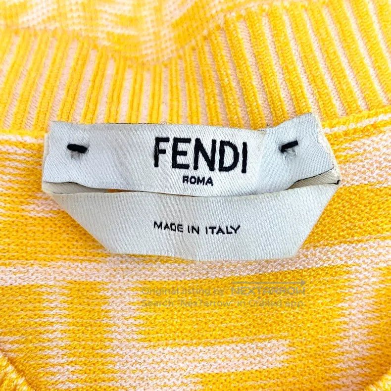 Fendi Fendi Yellow Logo Letter Jacquard Full-Print Round Neck Si Size 4XL / US 24-26 - 5 Thumbnail