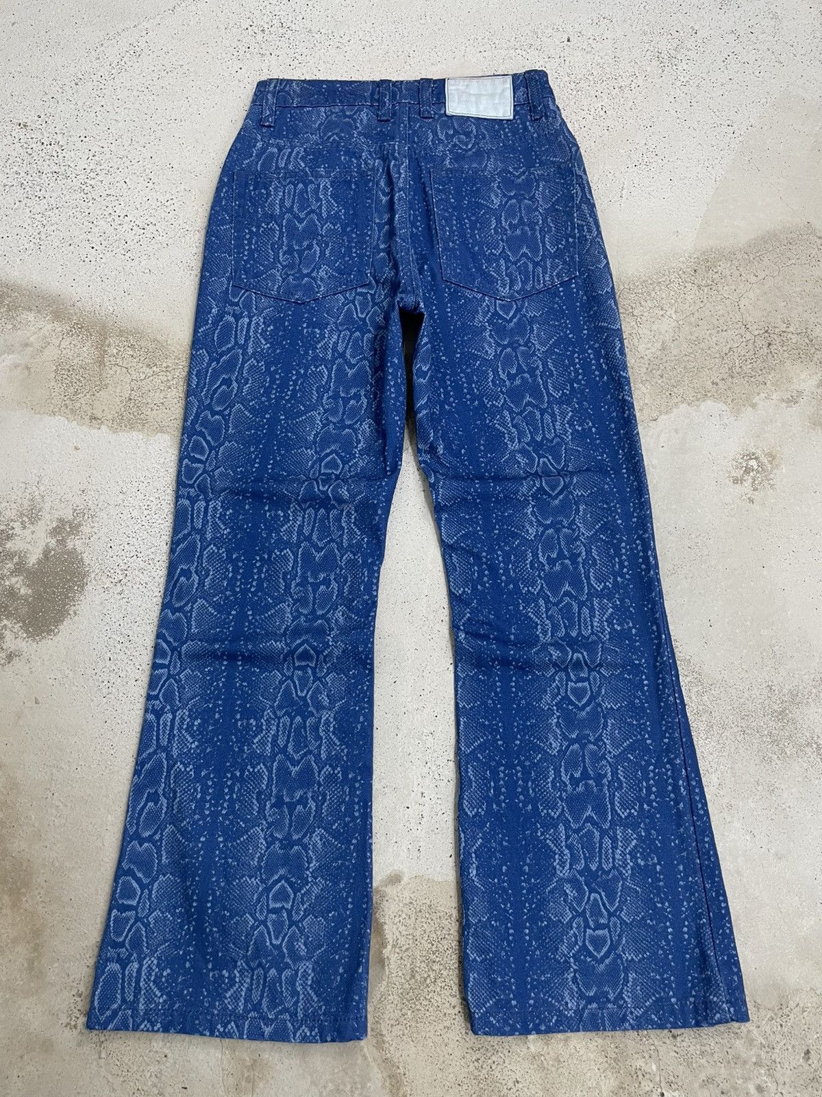 Tornado Mart Collision Denim Snake Skin Flare Pants Japanese Fashion Size US 26 / EU 42 - 2 Thumbnail