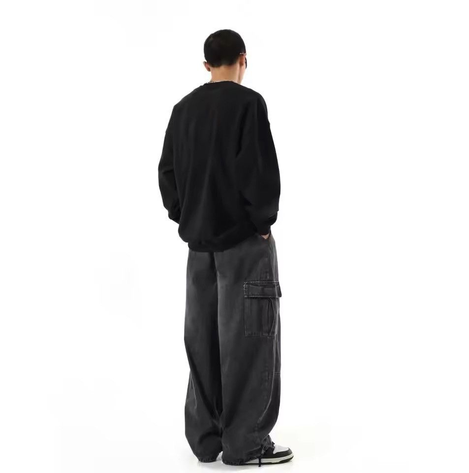 Japanese Brand Black Baggy Cargo SweatPant Size US 27 - 7 Thumbnail